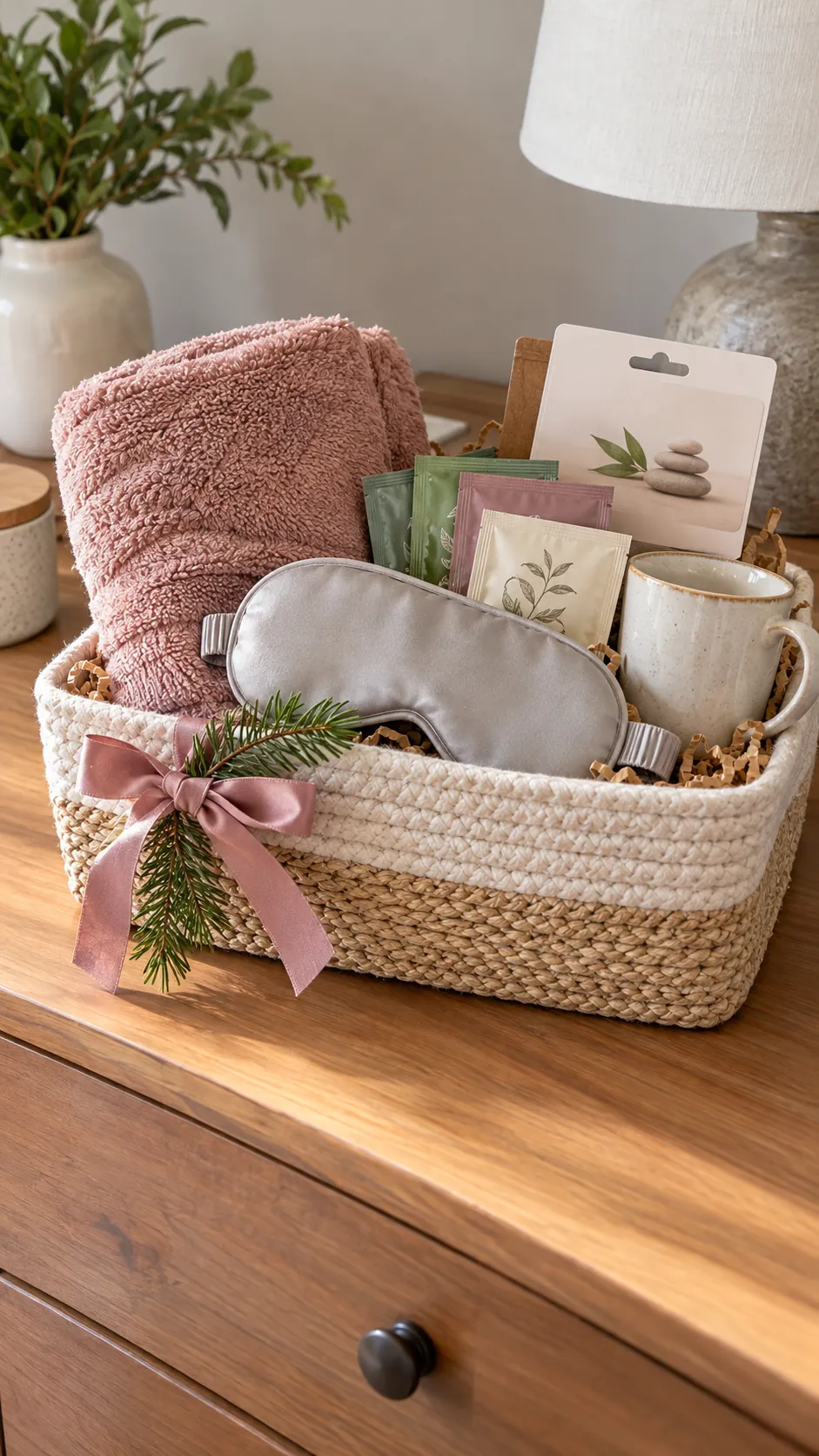 Self Care Choice Basket arranged as a teacher Christmas gift basket