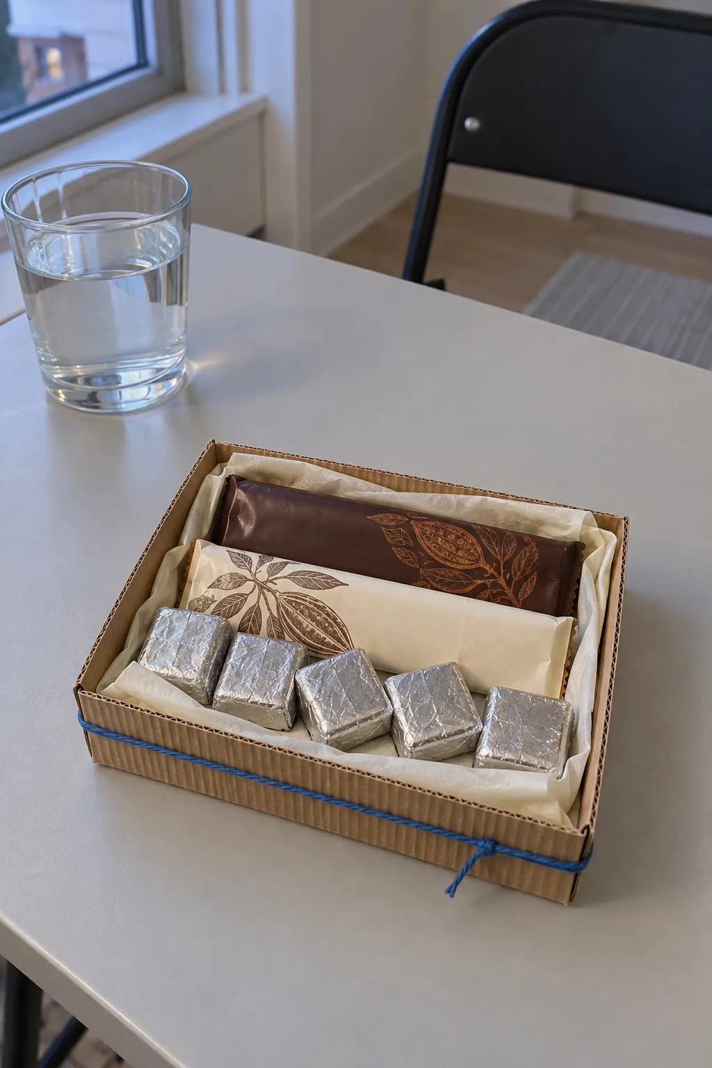 A compact basket with a firm budget arranged with packaged chocolate