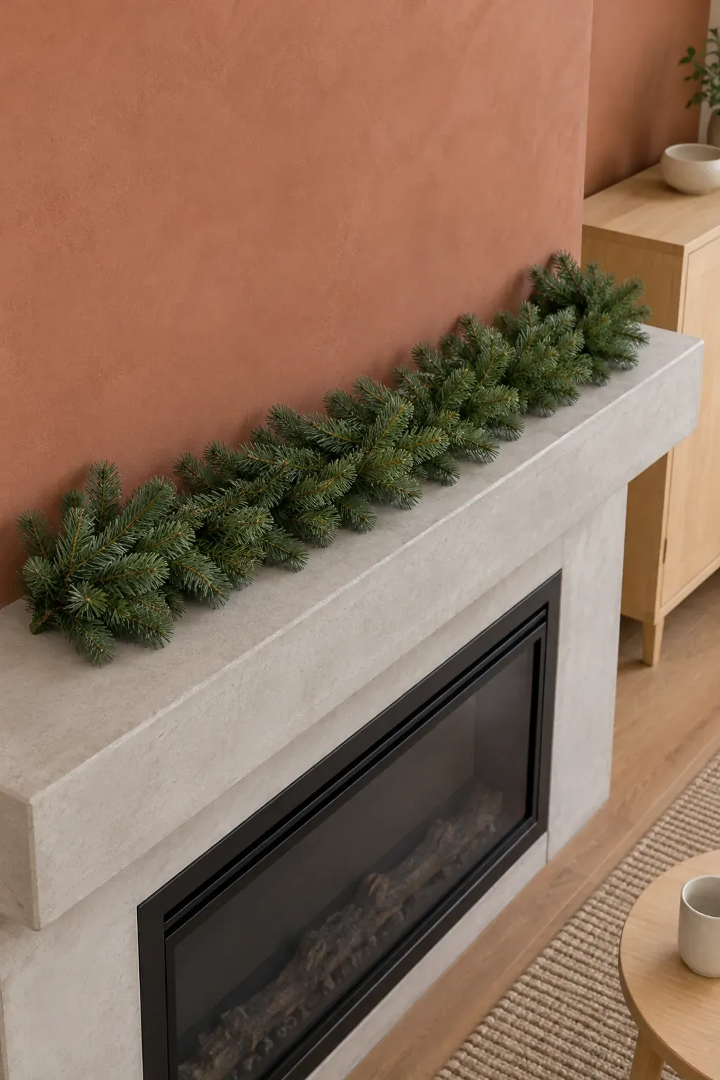 Keep the whole garland on top for a Christmas mantel garland