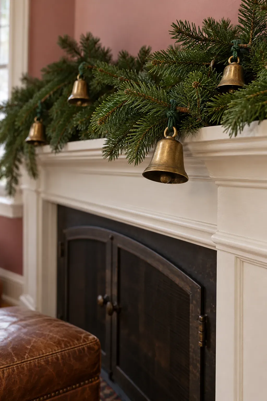 Let a few bells punctuate the strand for a Christmas mantel garland