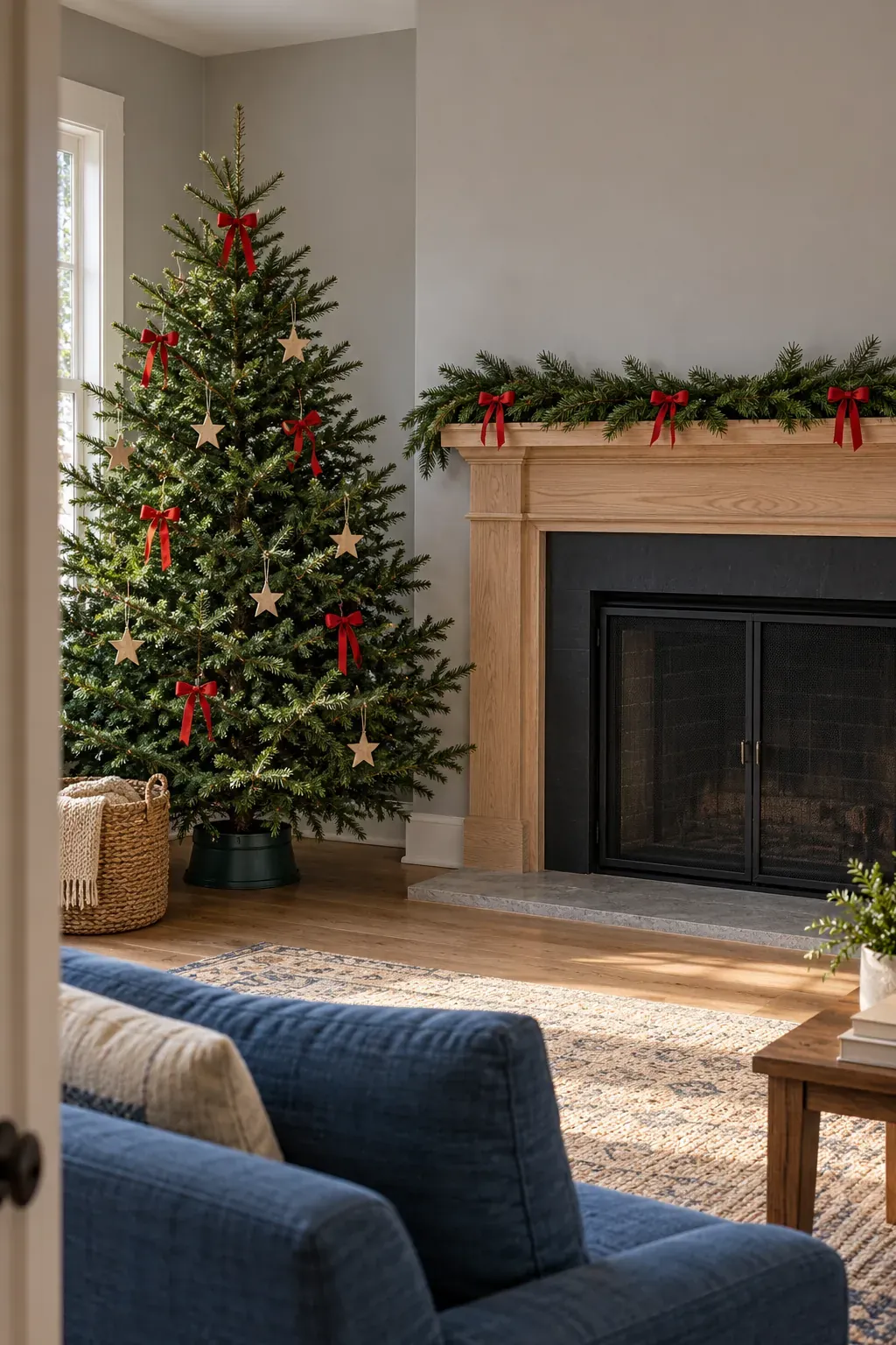 Repeat one detail from the Christmas tree for a Christmas mantel garland