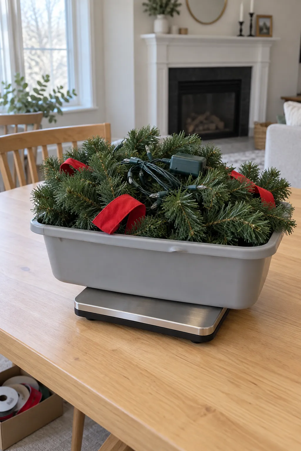 Measure the shape and weigh the complete strand for a secure mantel garland