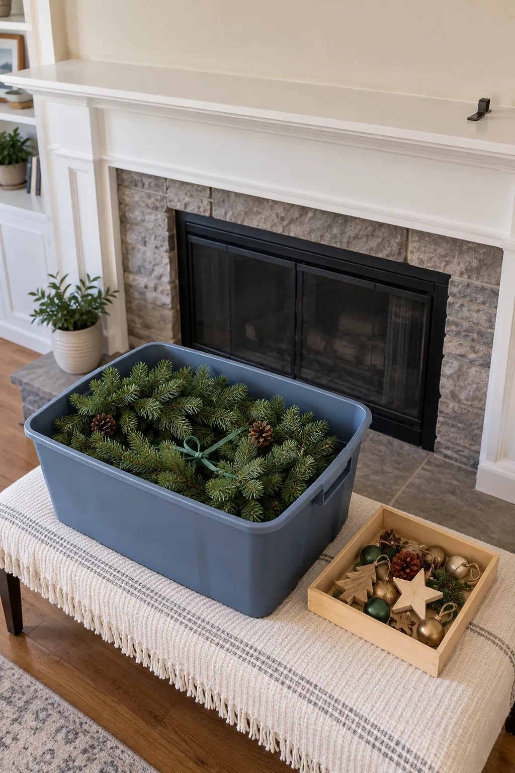 Inspect movement and remove the garland carefully for a secure mantel garland