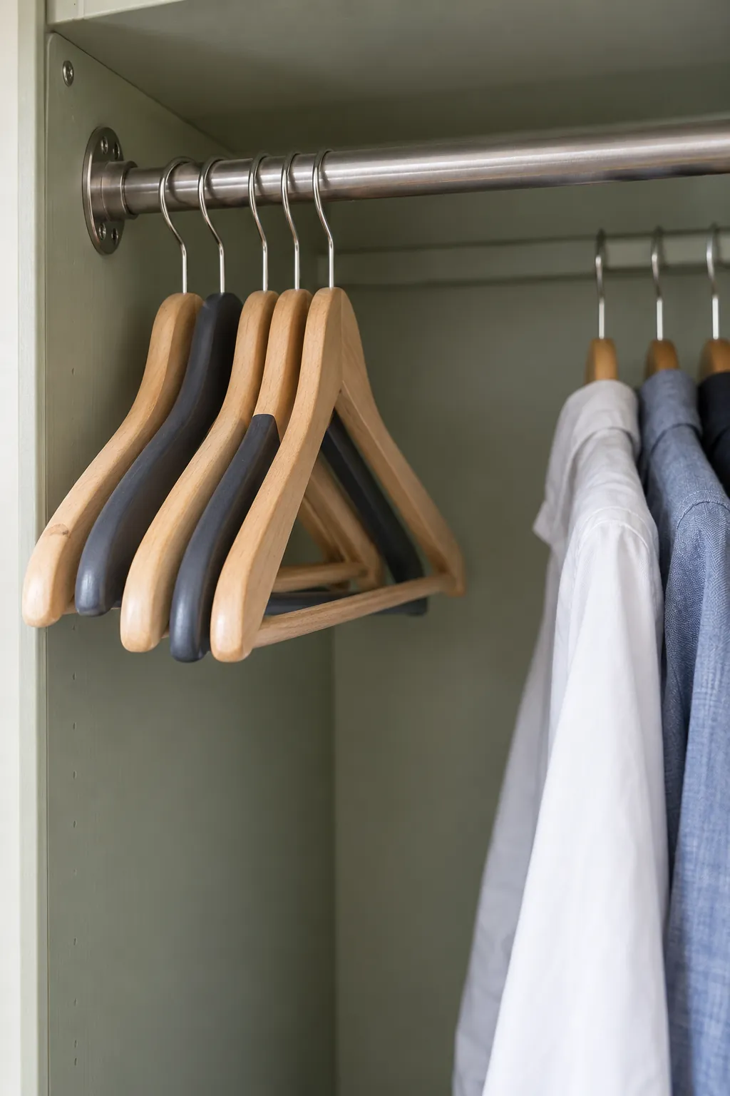 Give spare hangers a small parking rail in a small shared bedroom