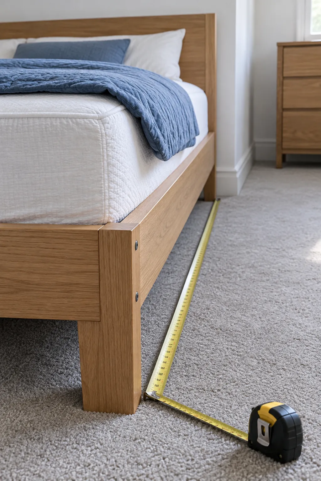 Measure the frame before you plan the room in a compact bedroom