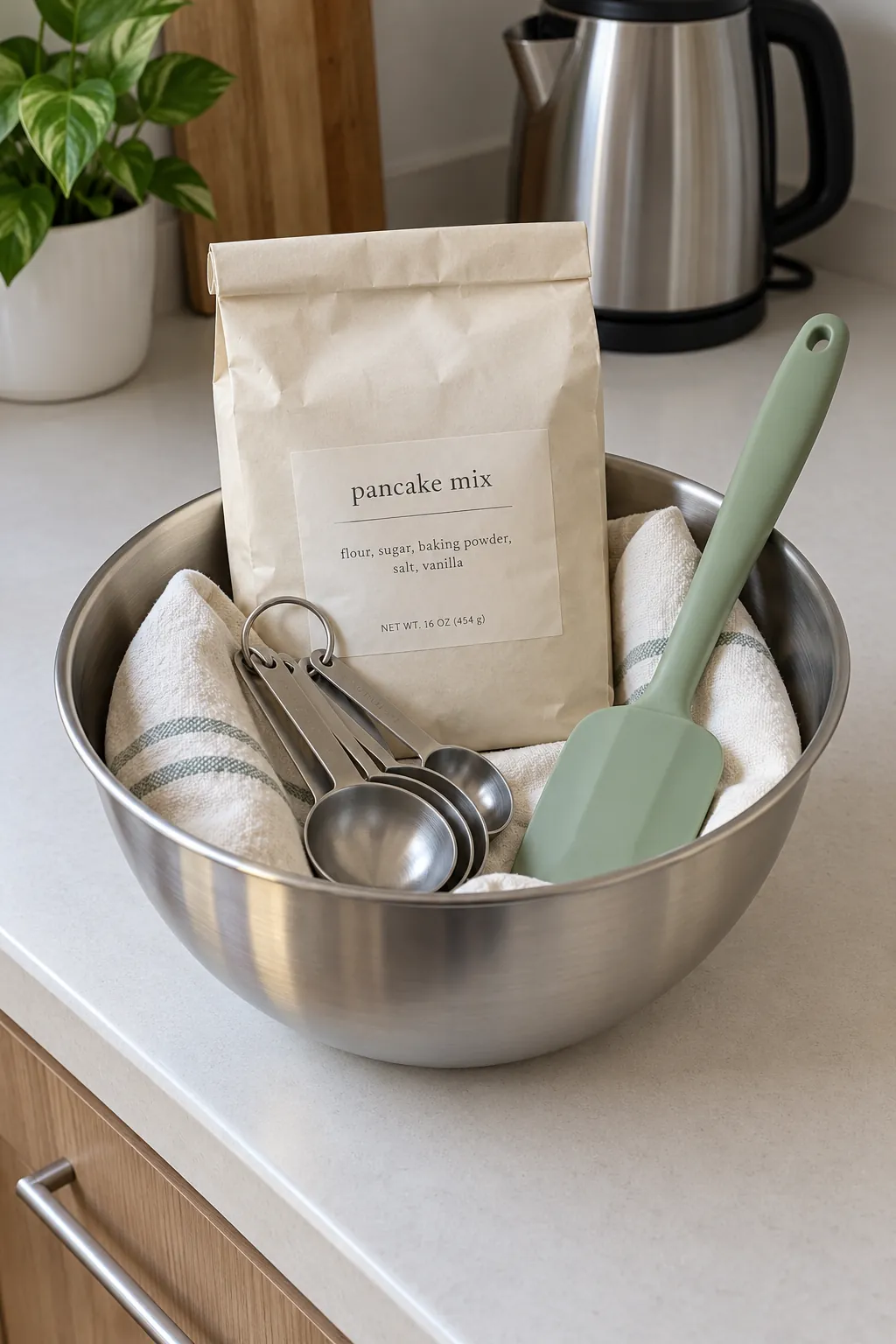 A Mixing Bowl Filled With First Bake Essentials