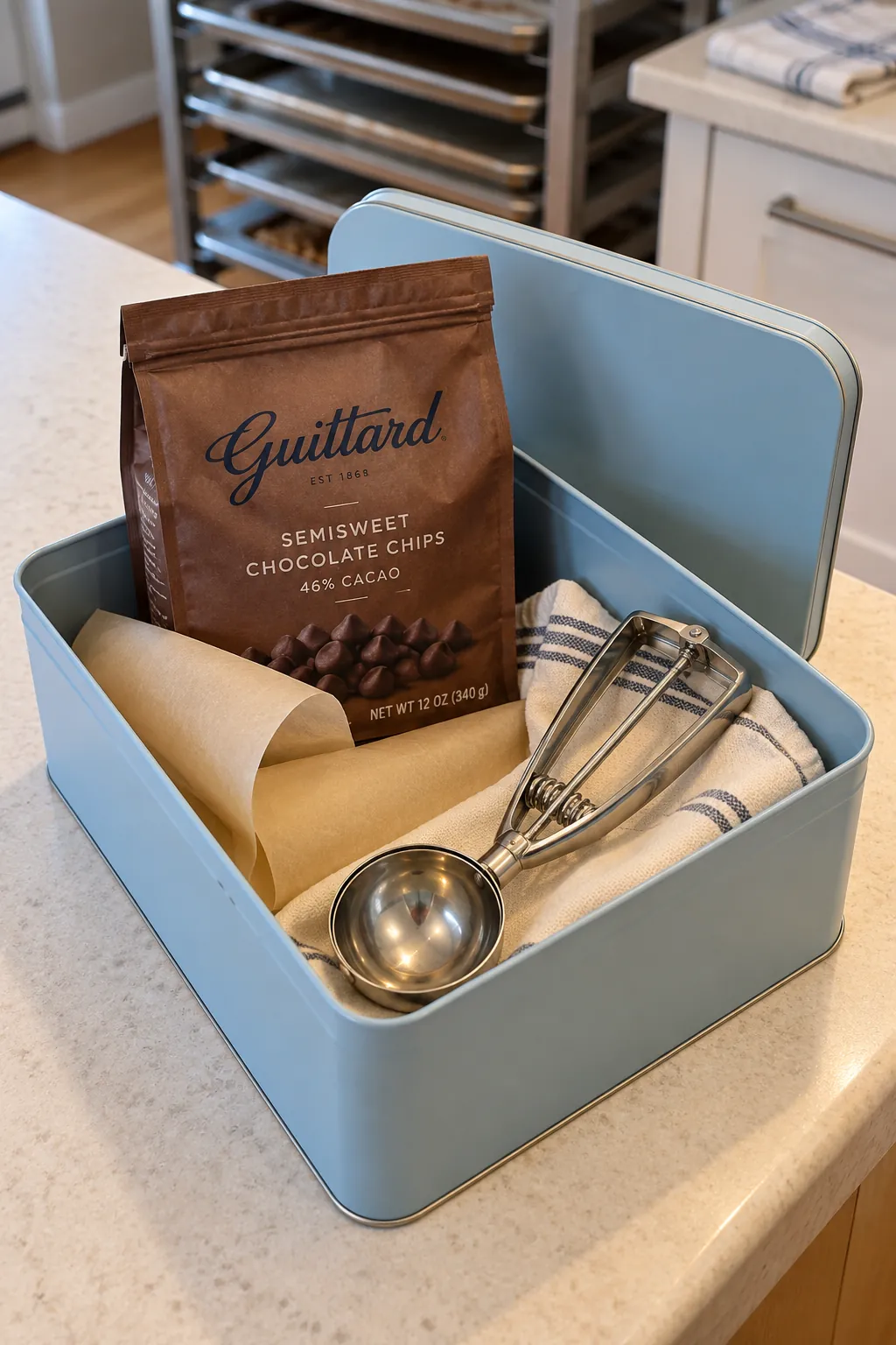 A Cookie Scoop and Chocolate Chip Basket