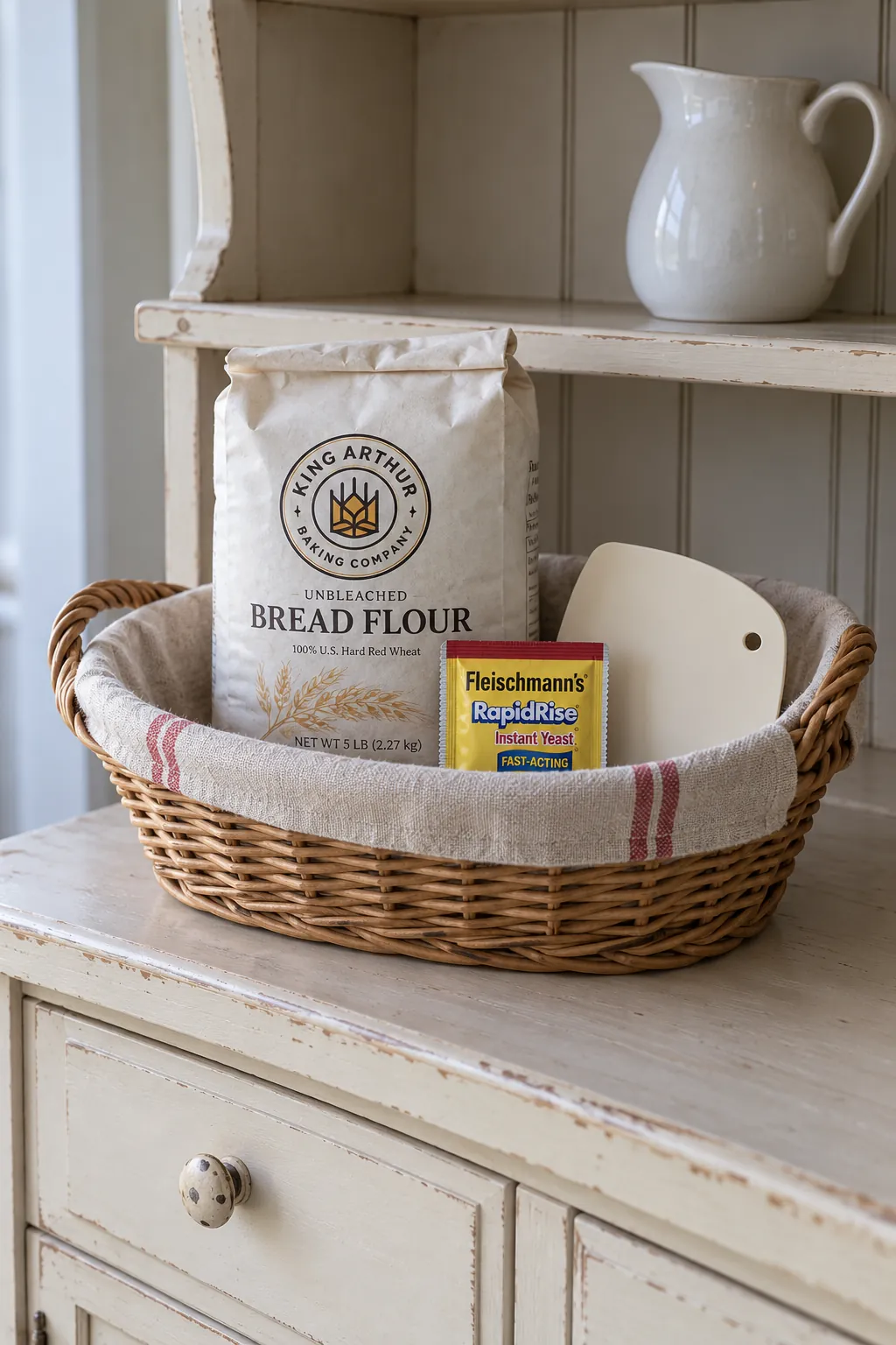 A Bread Basket With a Dough Scraper