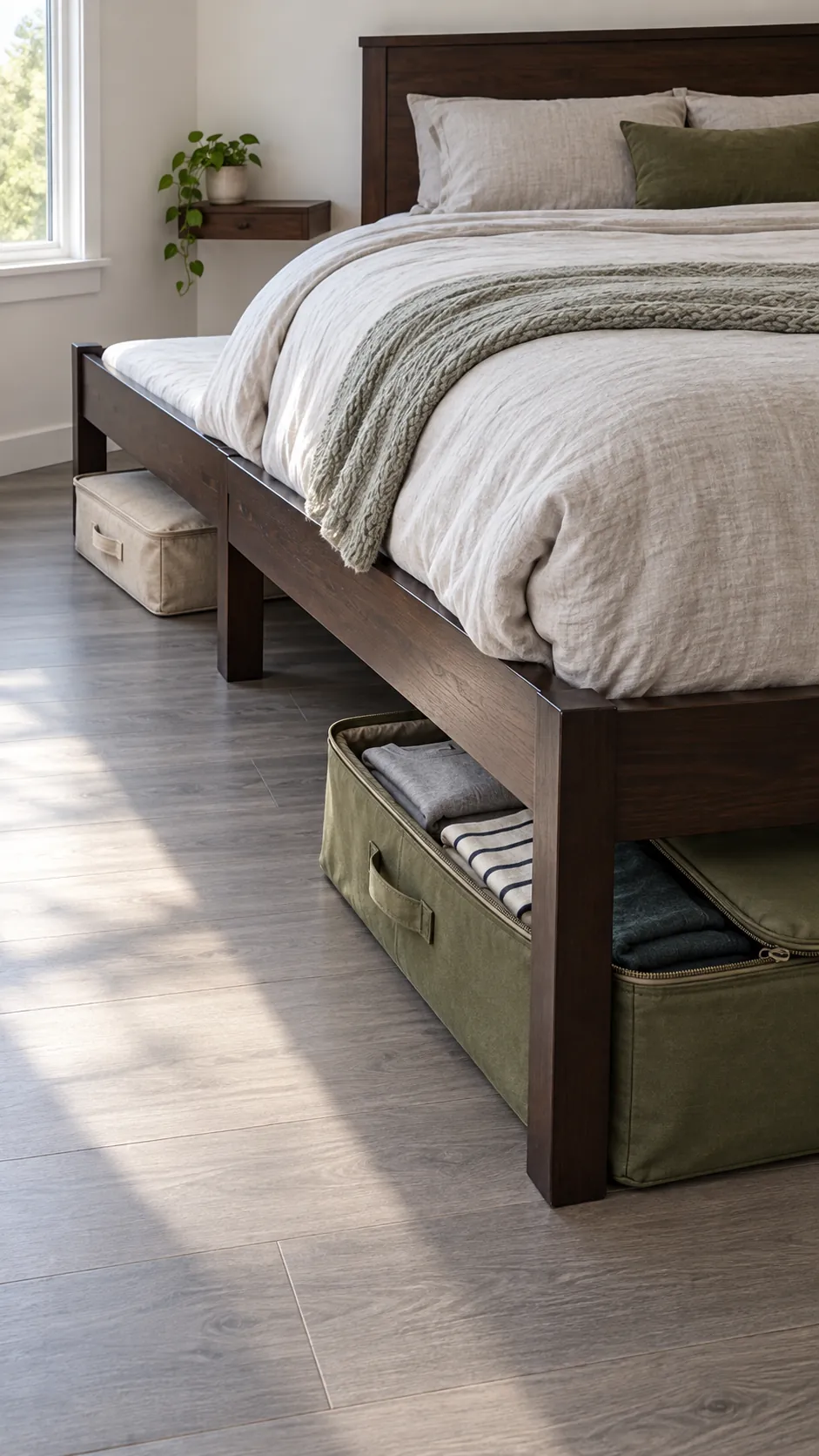 Give each person a separate container for a small bedroom without a dresser