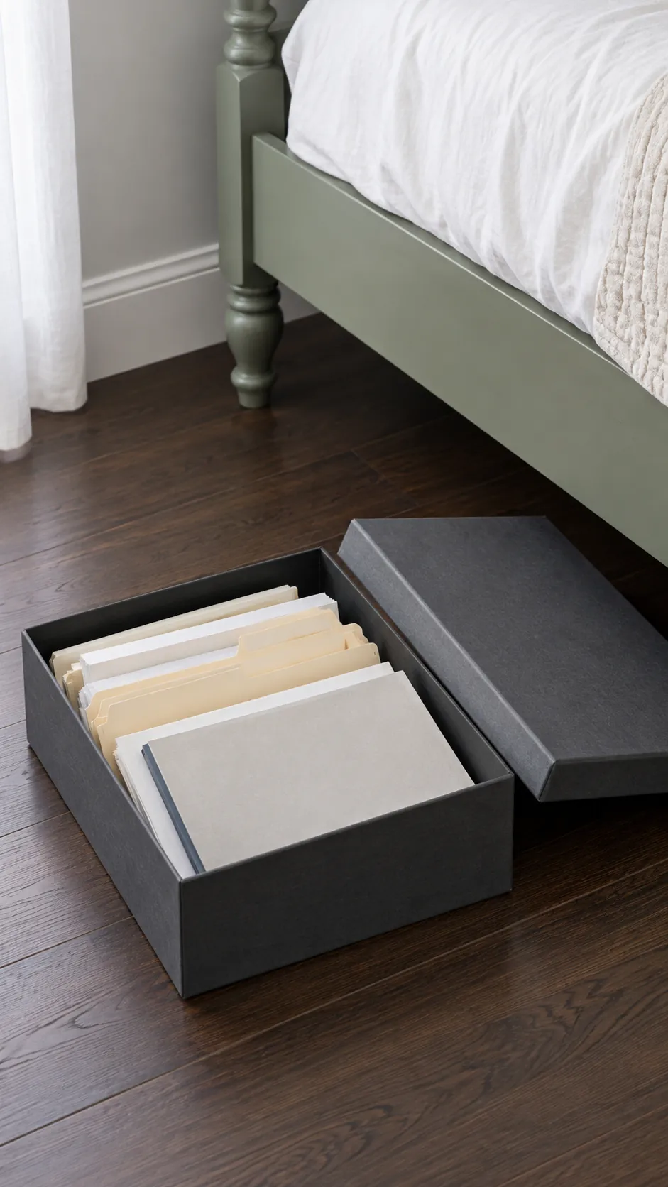 Use a document box for nonessential papers for a small bedroom without a dresser