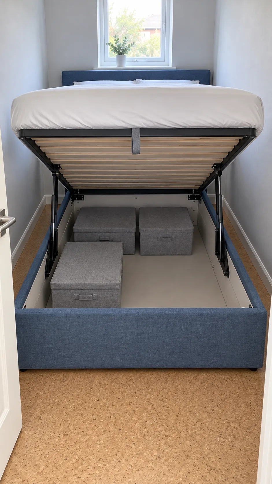 Consider a lifting base when side access is tight for a small bedroom without a dresser