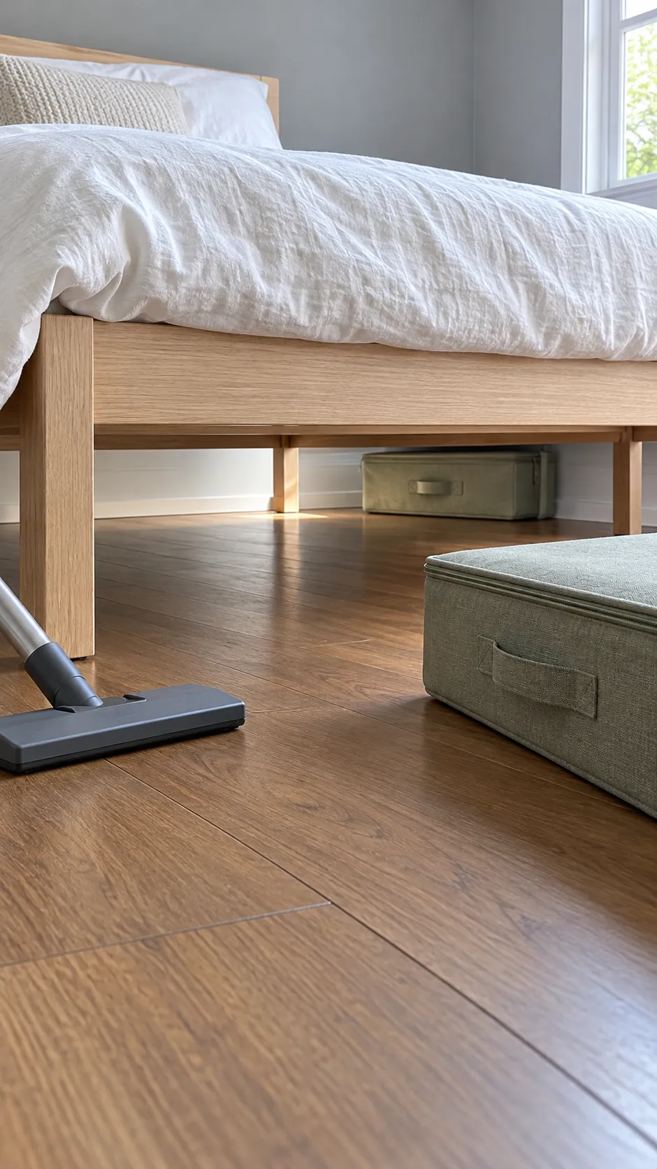 Leave a route for retrieval and cleaning for a small bedroom without a dresser