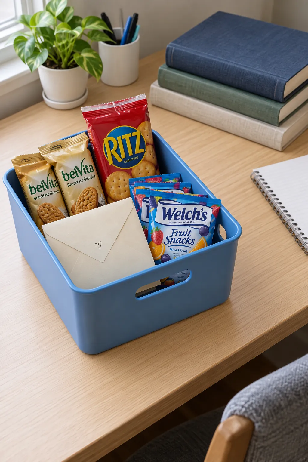 An Exam Week Basket With Familiar Favorites