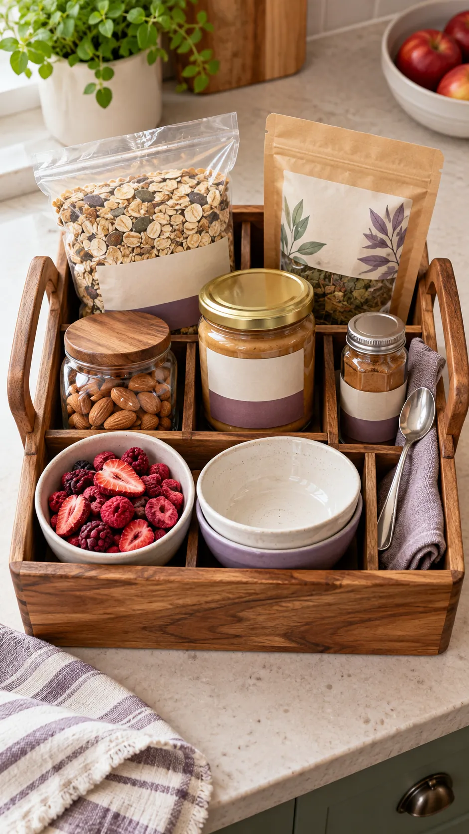 Lower Sugar Breakfast Basket arranged as a practical breakfast gift
