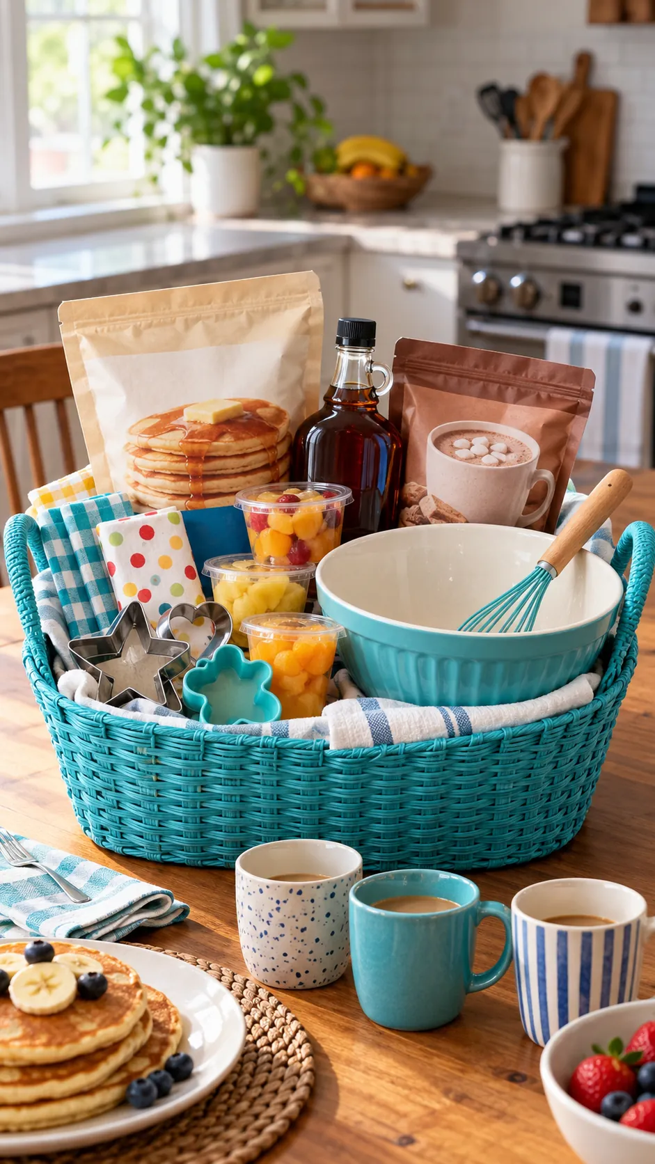 Family Breakfast Basket arranged as a practical breakfast gift