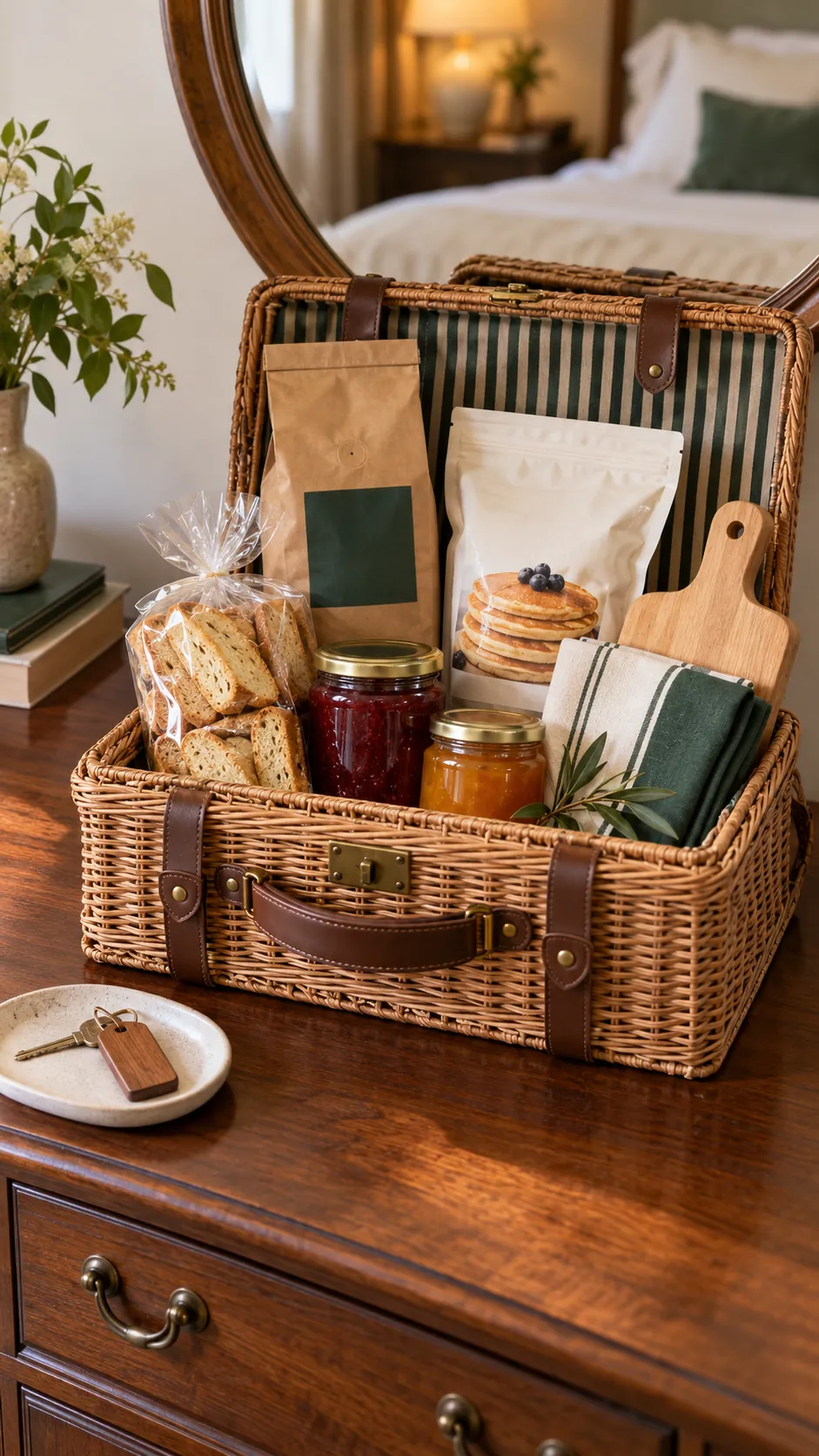 Weekend Host Basket arranged as a practical breakfast gift