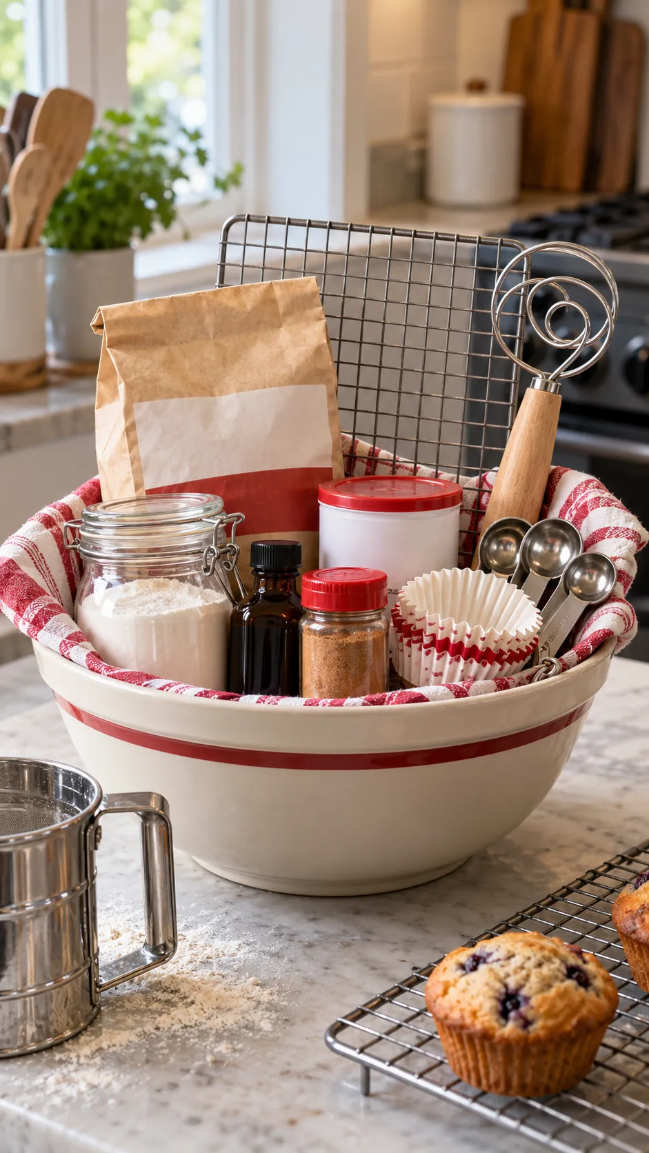Home Baker Breakfast Basket arranged as a practical breakfast gift