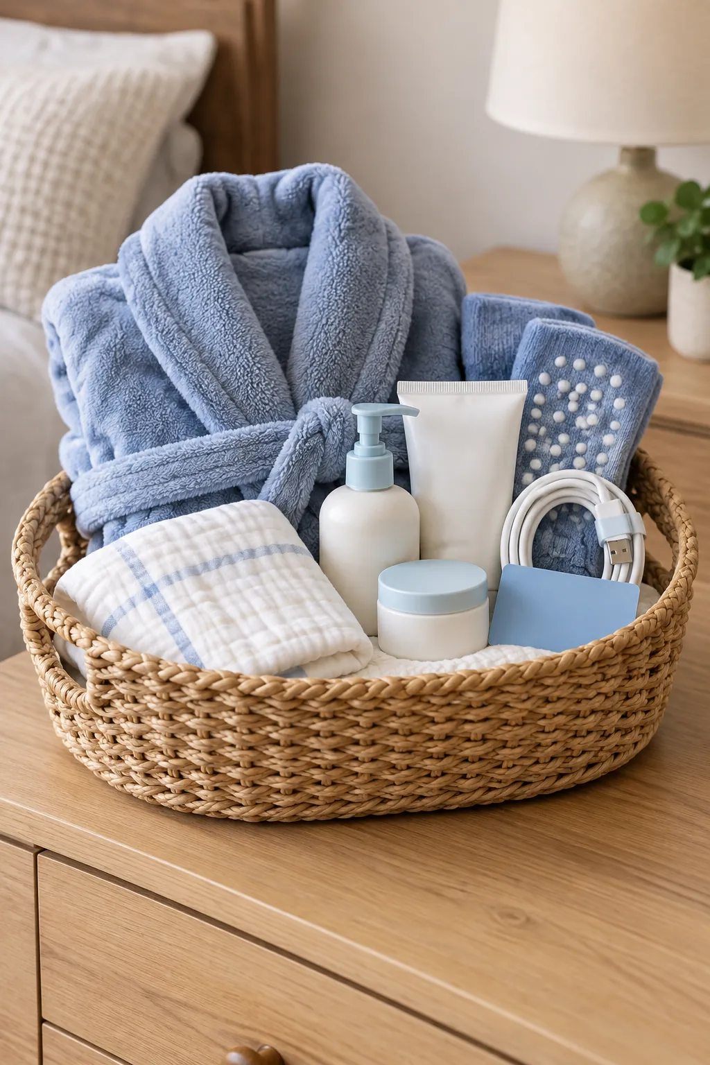 Postpartum Comfort Basket arranged as a useful baby shower gift basket