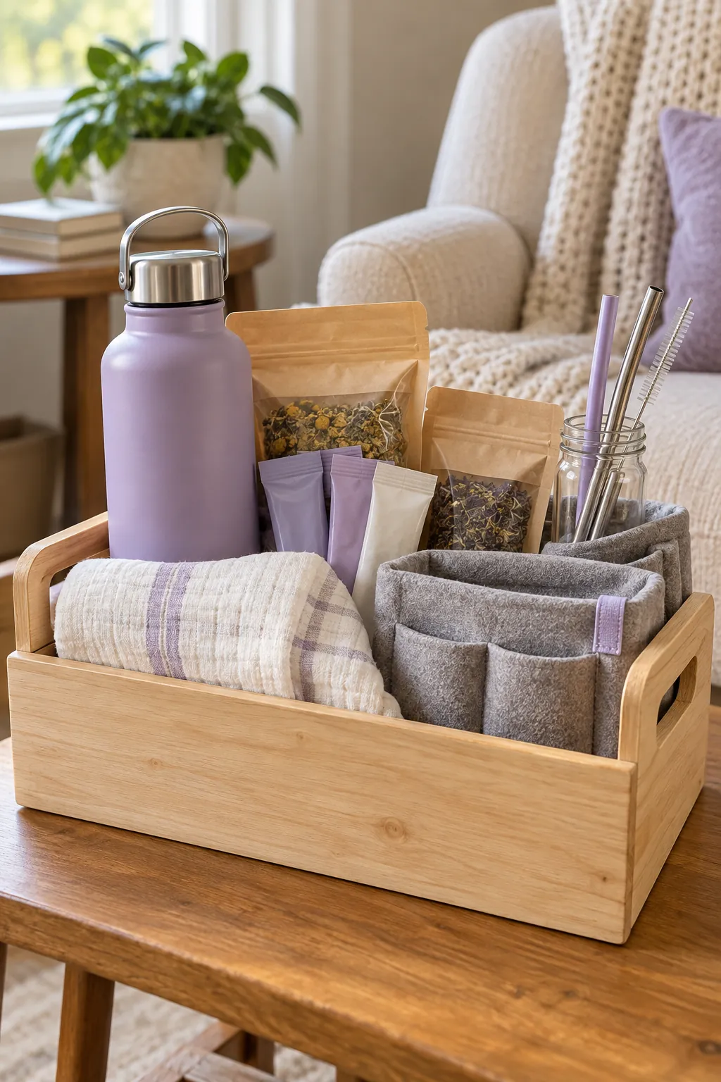 Hydration Station Basket arranged as a useful baby shower gift basket