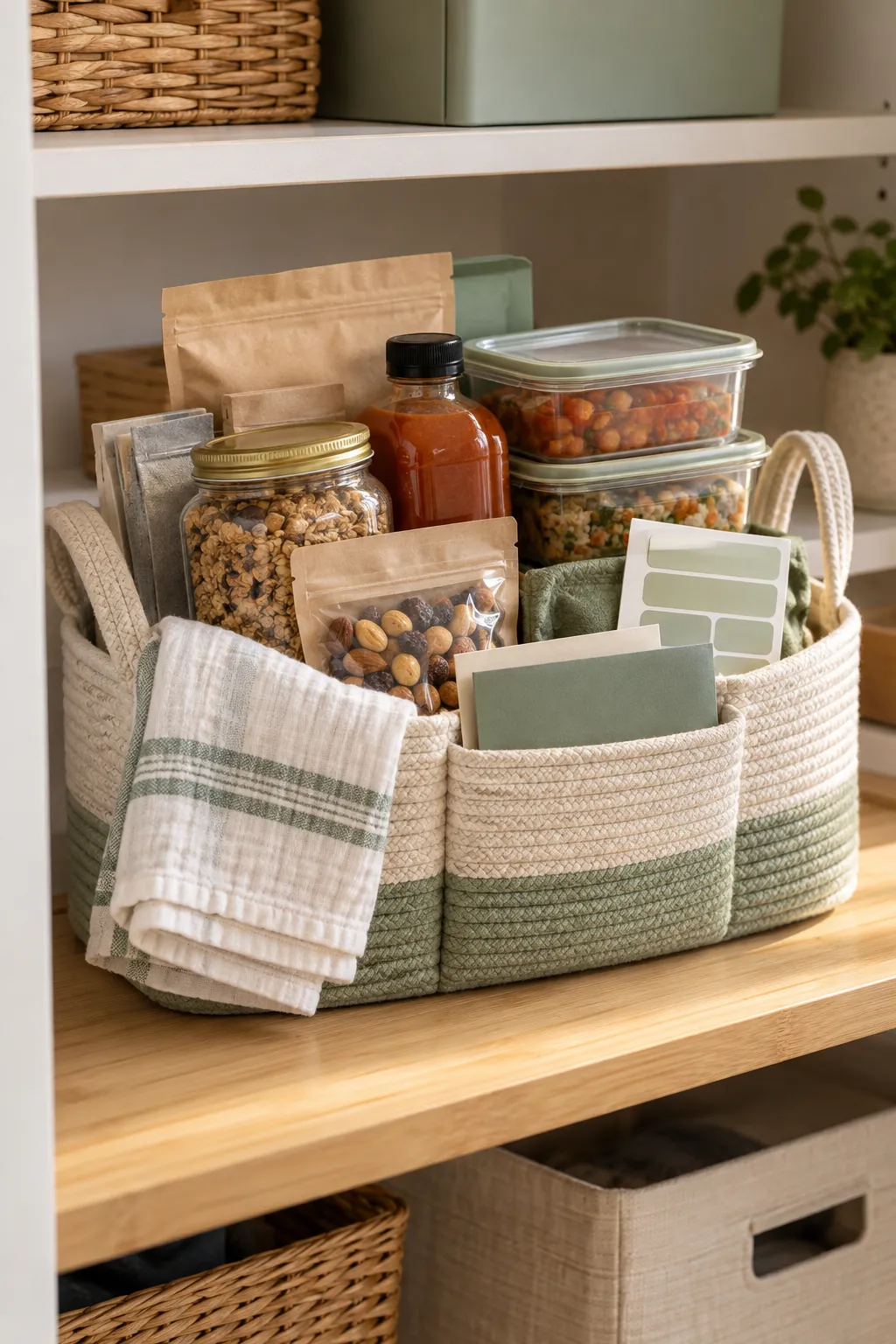 Meal Help Basket arranged as a useful baby shower gift basket
