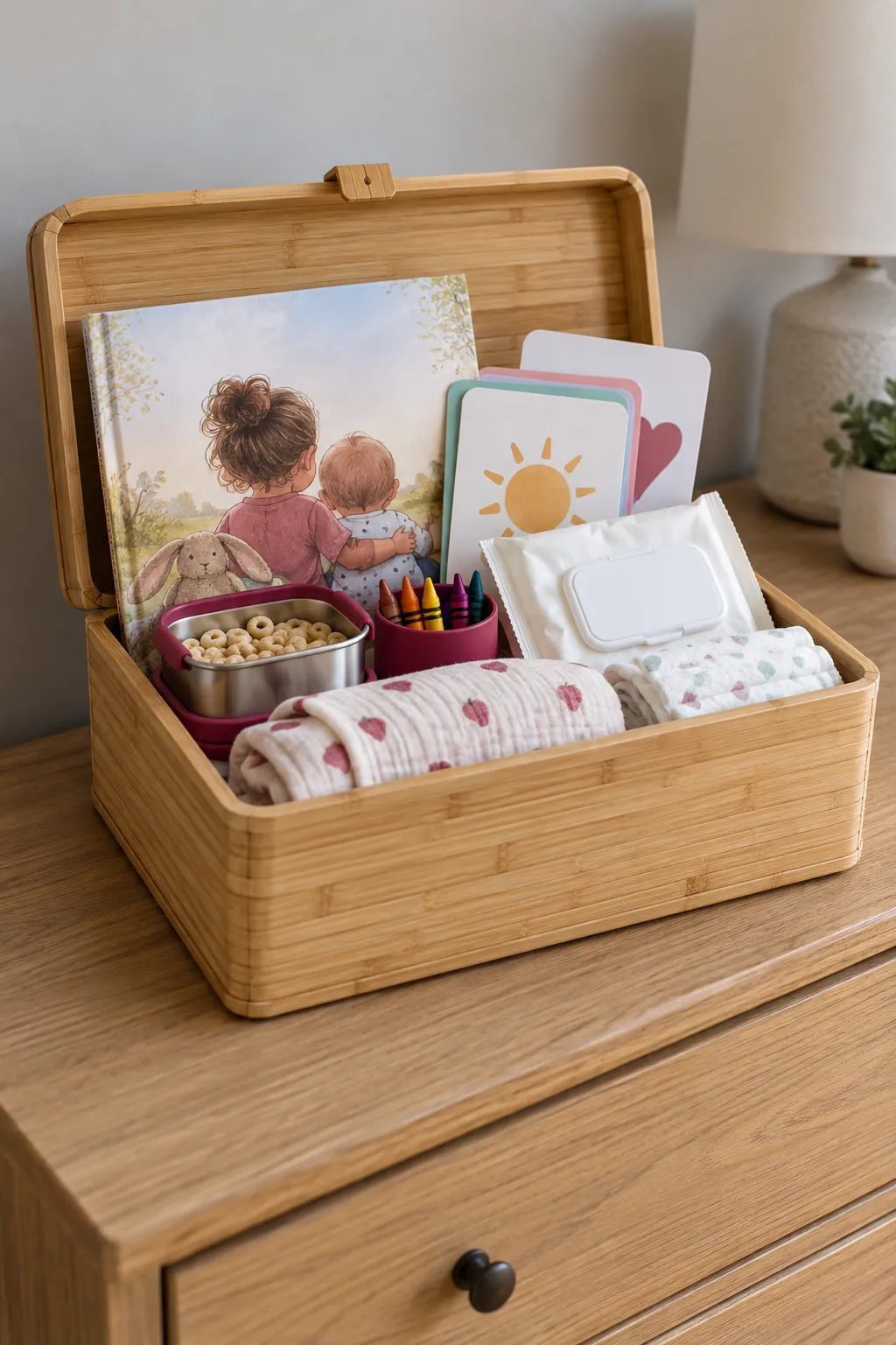 Big Sibling Helper Basket arranged as a useful baby shower gift basket