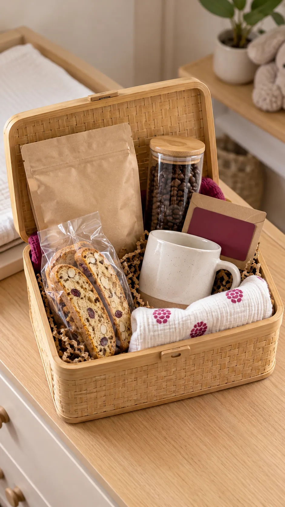 Coffee Break Basket arranged as a useful gift basket