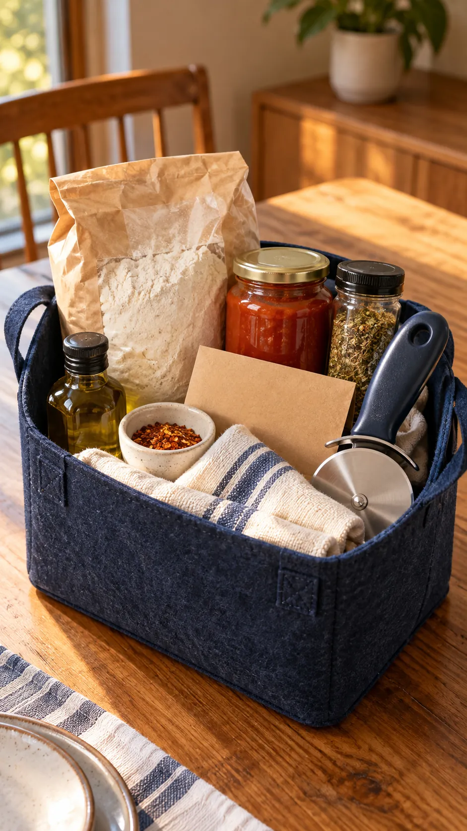 Pizza Maker Basket arranged as a useful gift basket