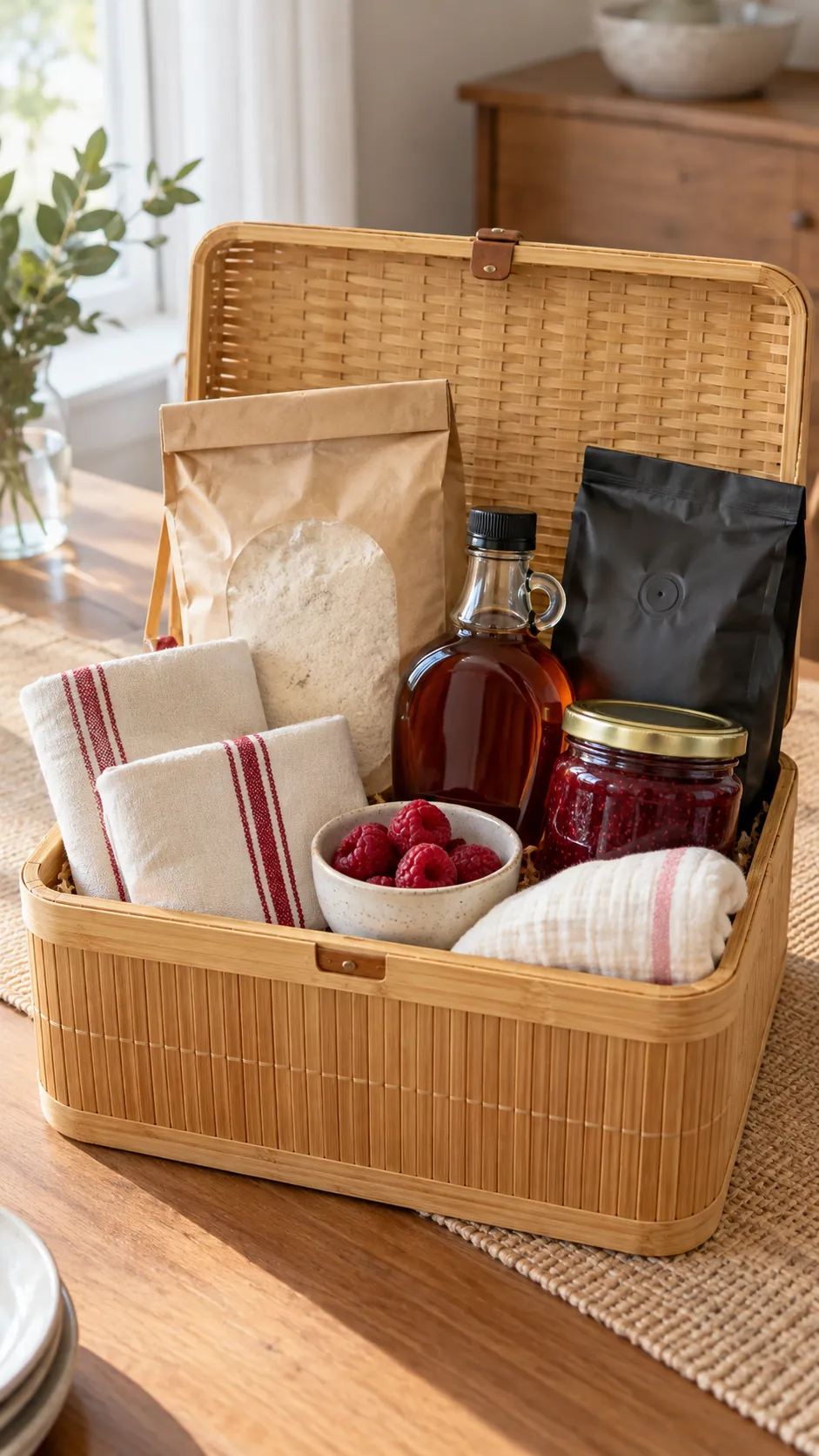 Breakfast Treat Basket arranged as a useful gift basket