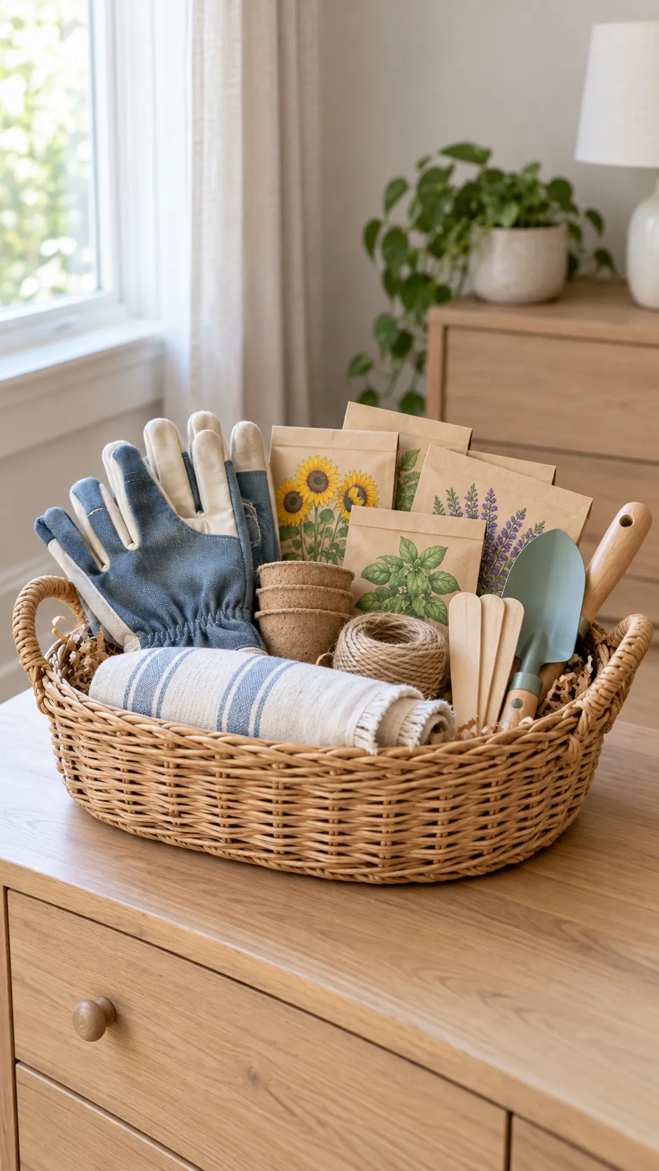 Garden Lover Basket arranged as a useful gift basket