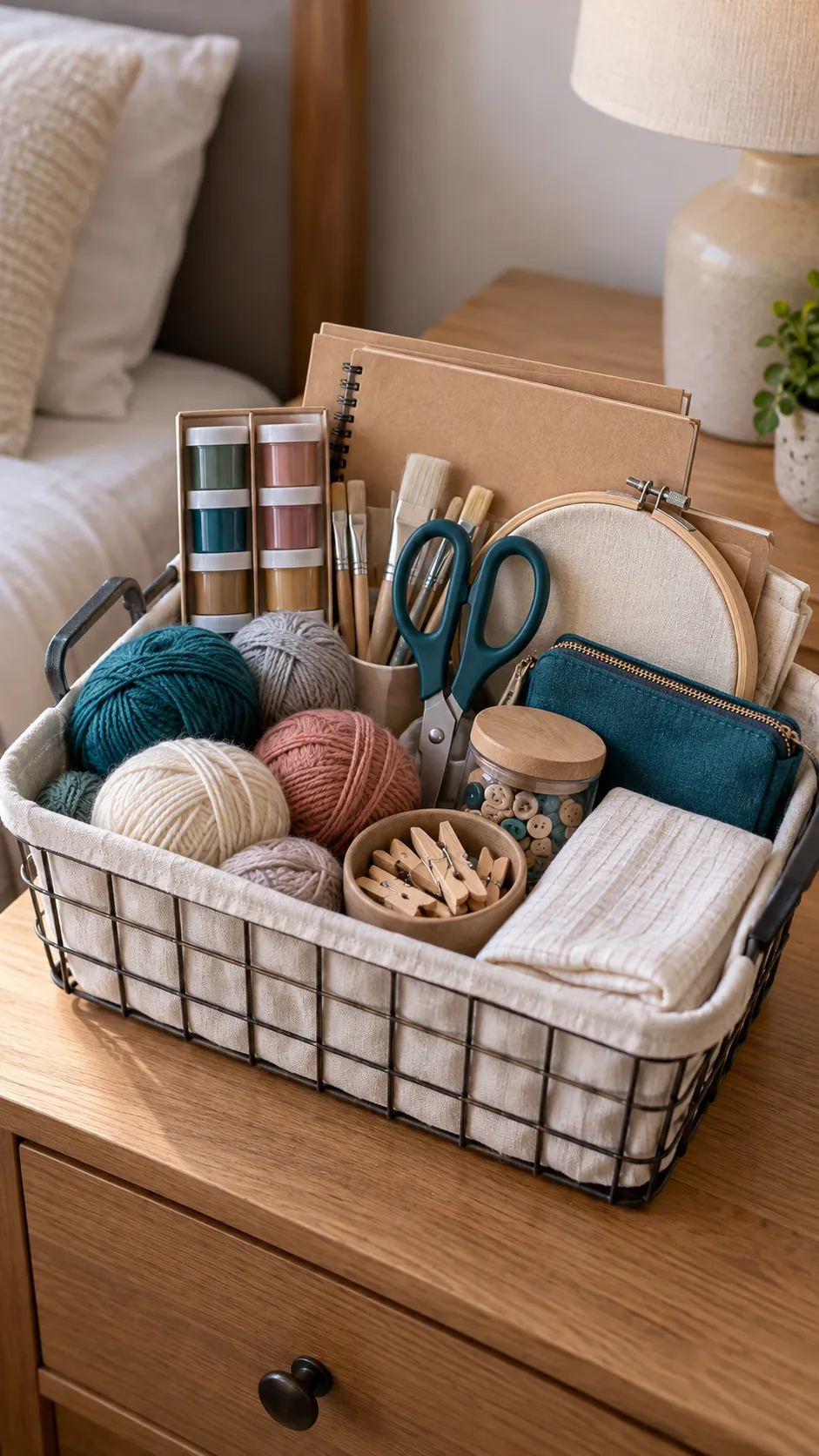 Craft Night Basket arranged as a useful gift basket
