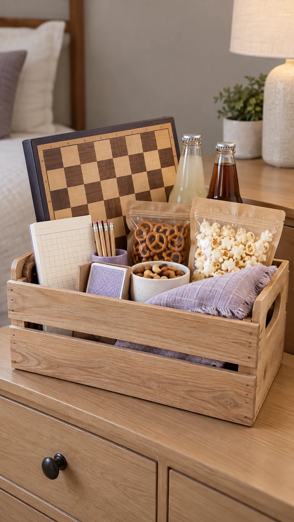 Board Game Basket arranged as a useful gift basket