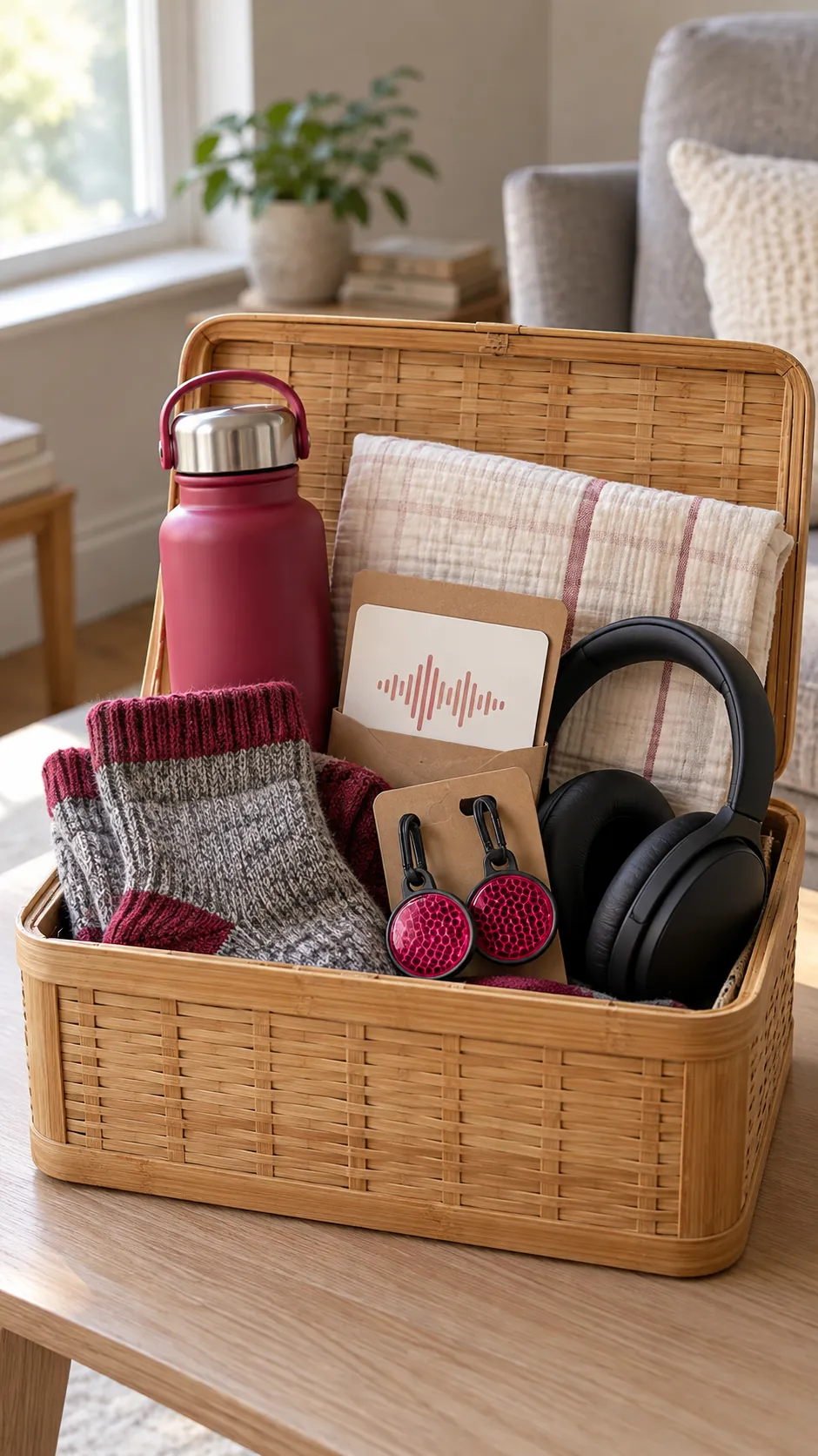 Podcast Walk Basket arranged as a useful gift basket