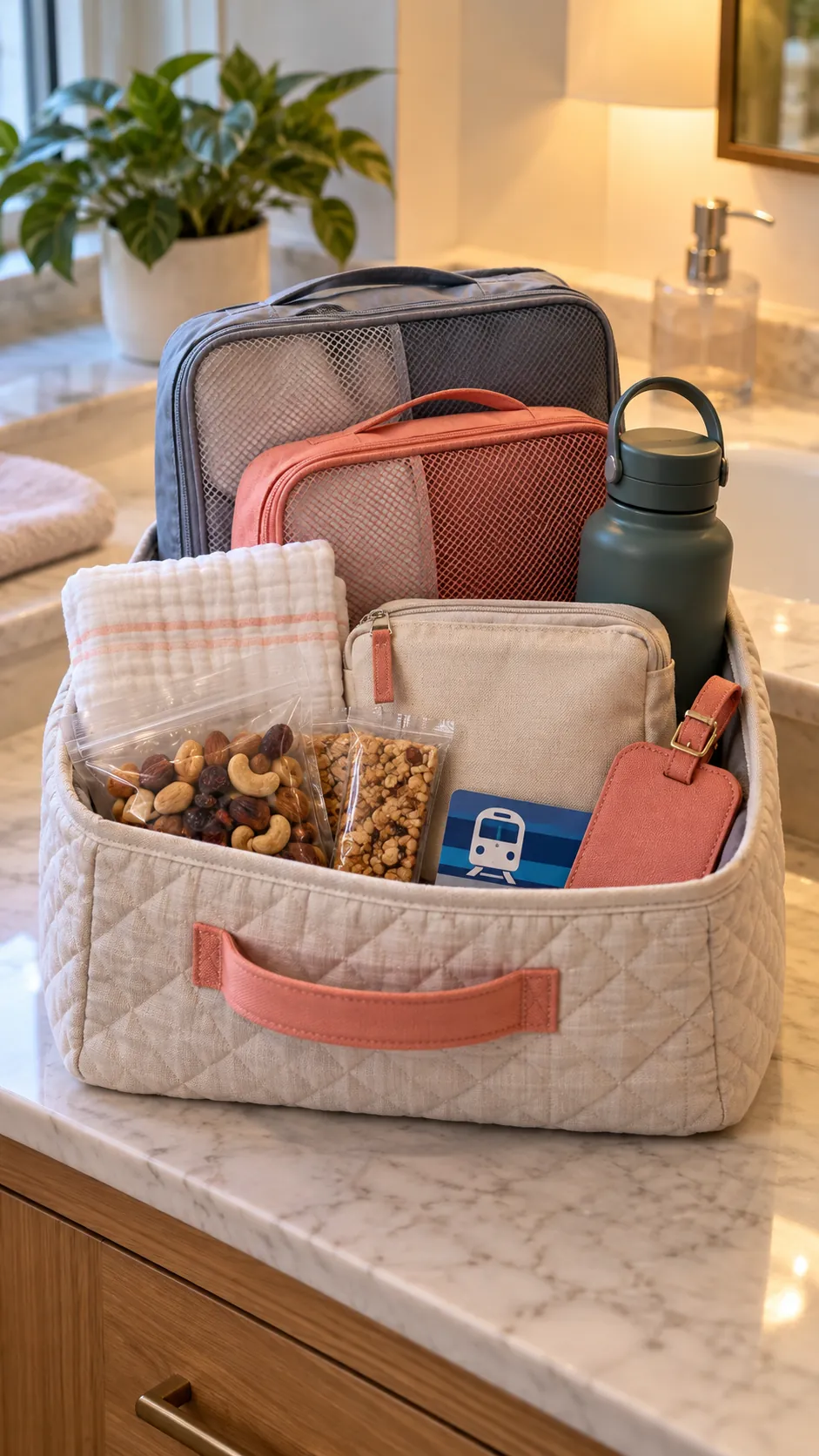 Traveler Basket arranged as a useful gift basket