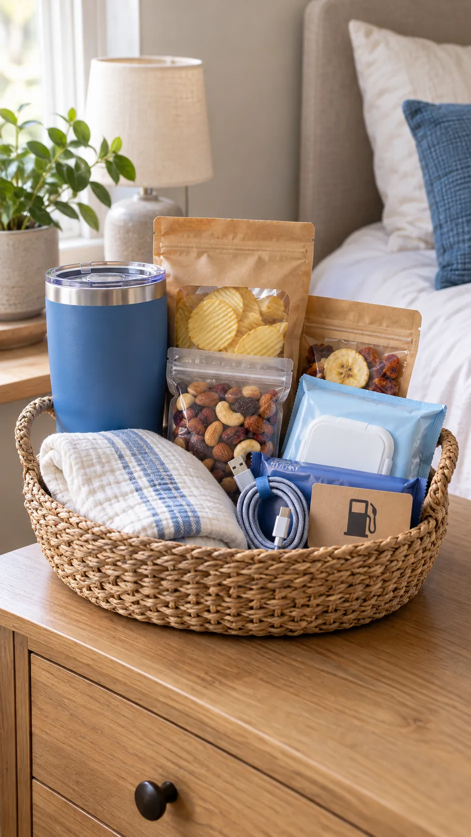 Road Trip Basket arranged as a useful gift basket