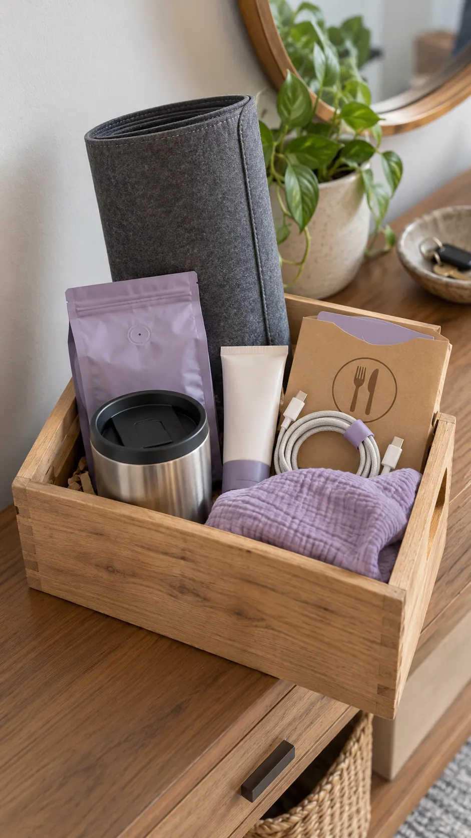 Work From Home Basket arranged as a useful gift basket
