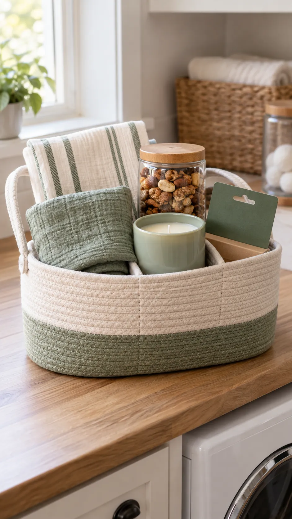 New Home Birthday Basket arranged as a useful gift basket