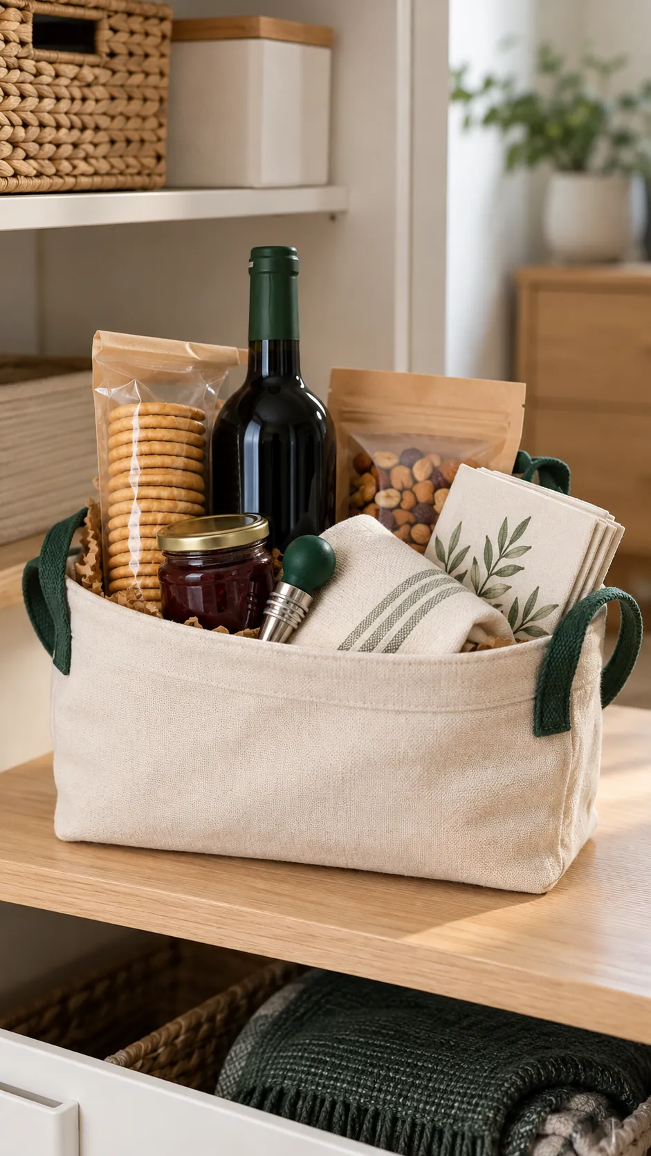 Wine Night Basket arranged as a useful gift basket