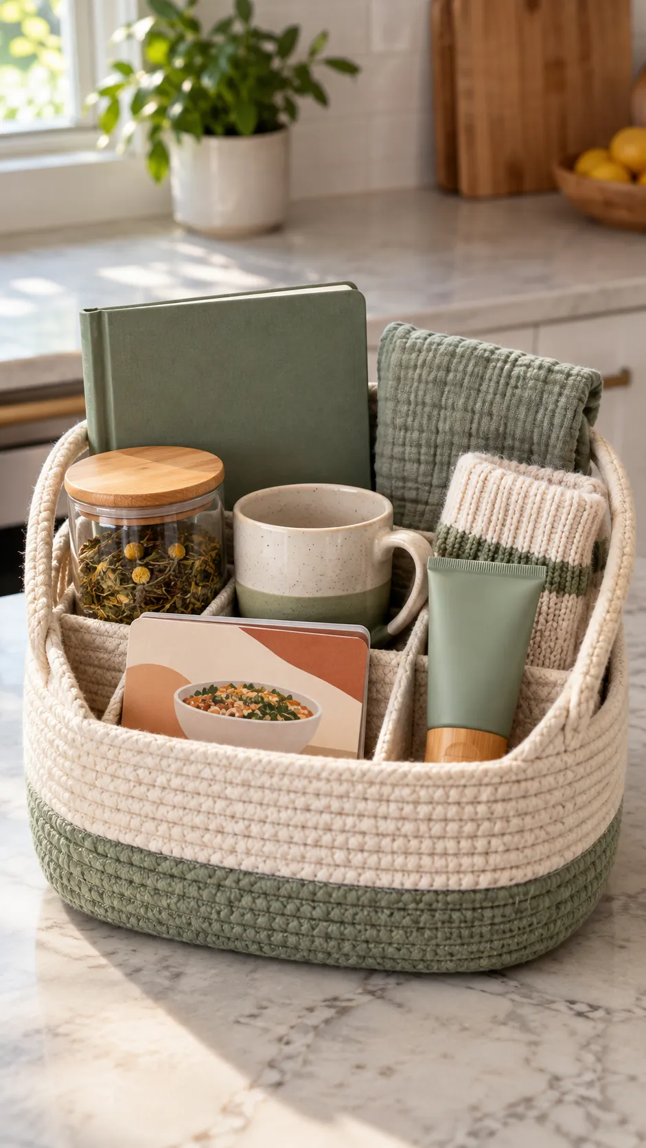 Self Care Sunday Basket arranged as a useful gift basket