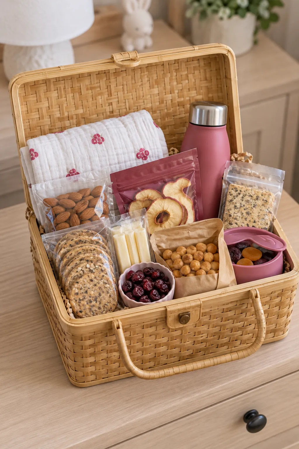 One Handed Snack Basket arranged as a useful gift basket