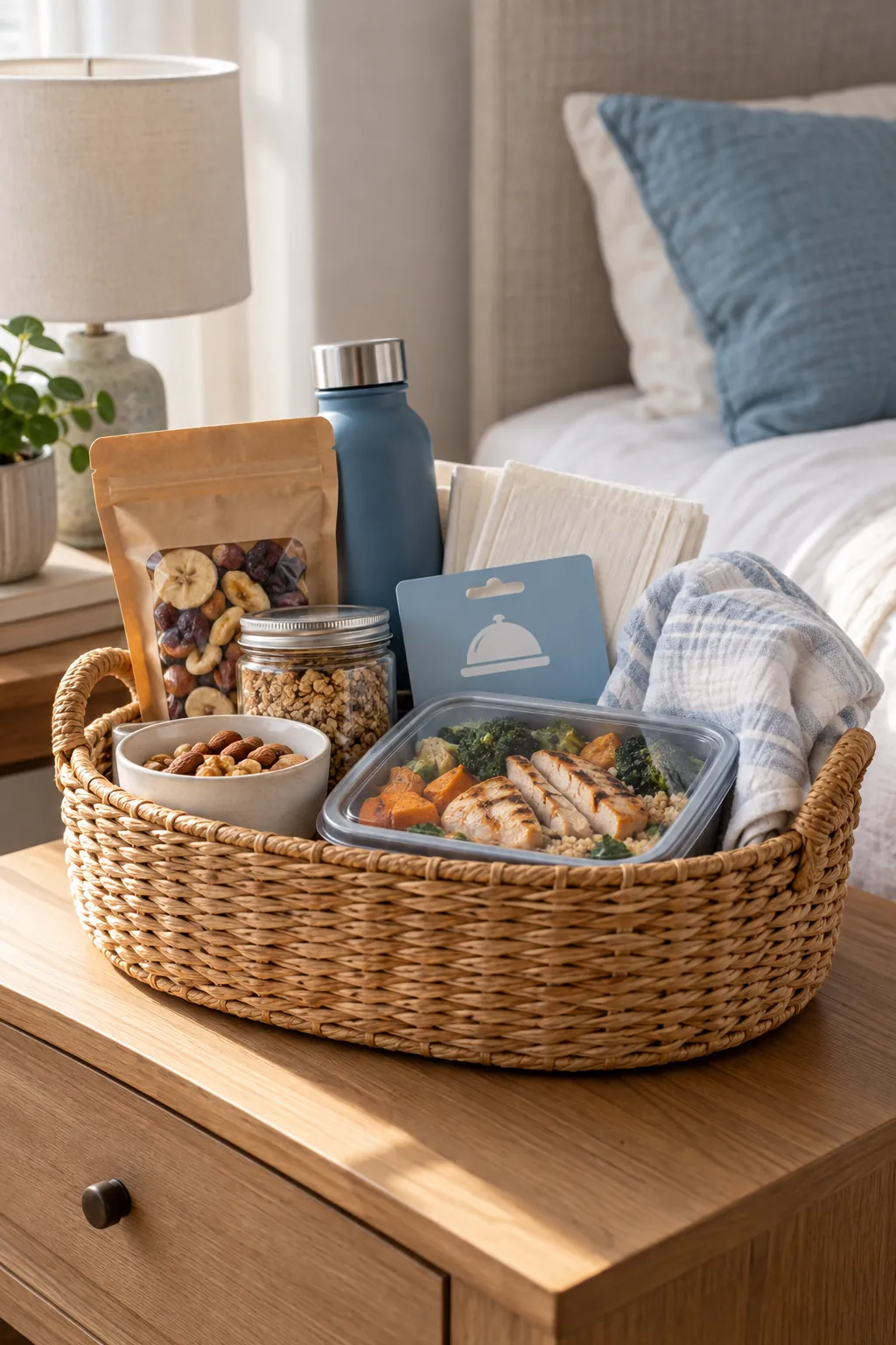 Meal Delivery Basket arranged as a useful gift basket