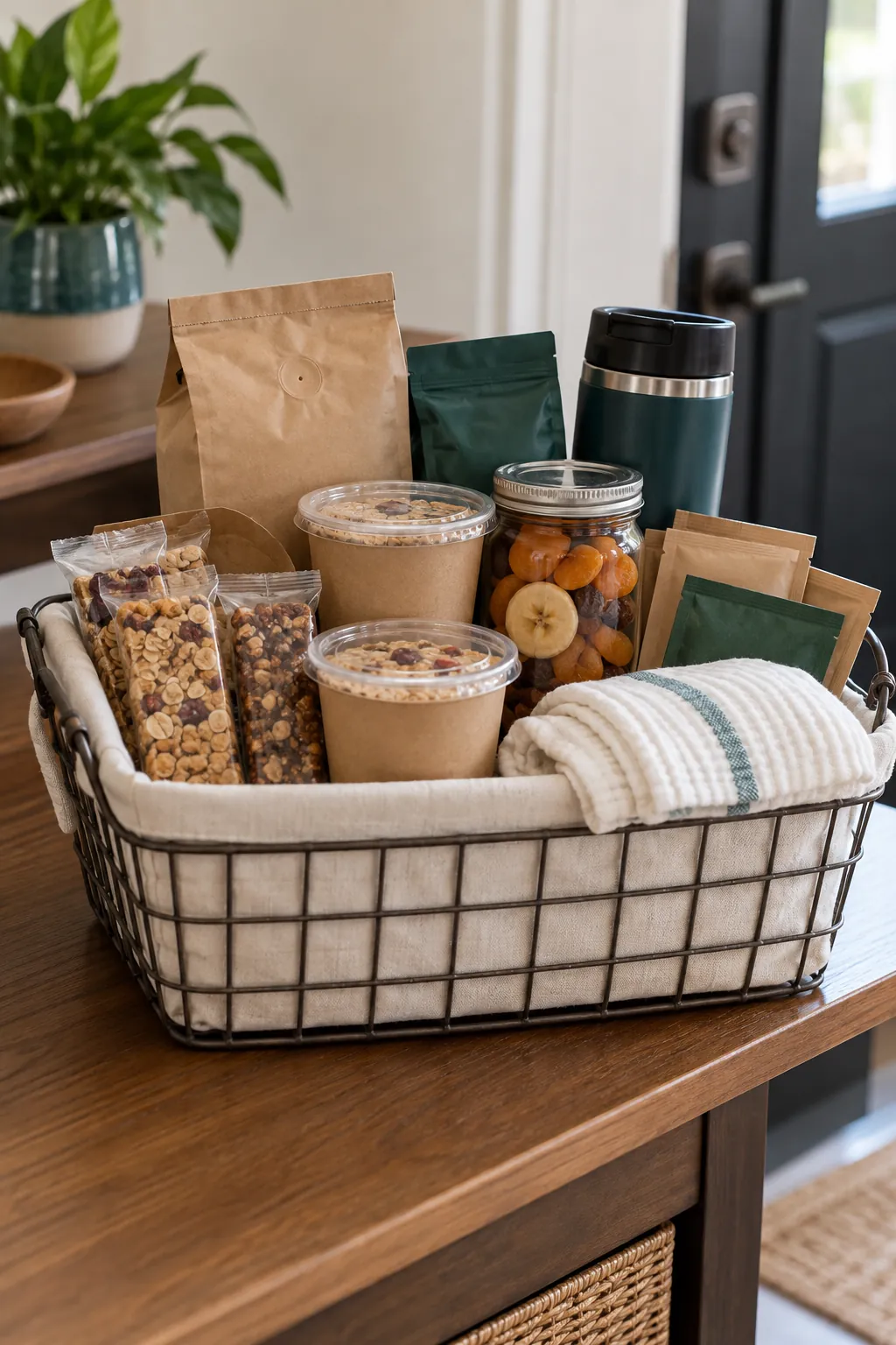 Breakfast Within Reach Basket arranged as a useful gift basket
