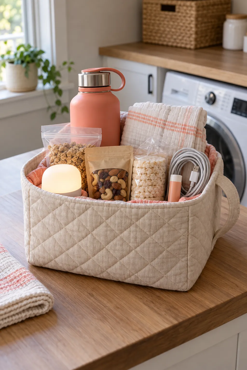 Late Night Feeding Basket arranged as a useful gift basket