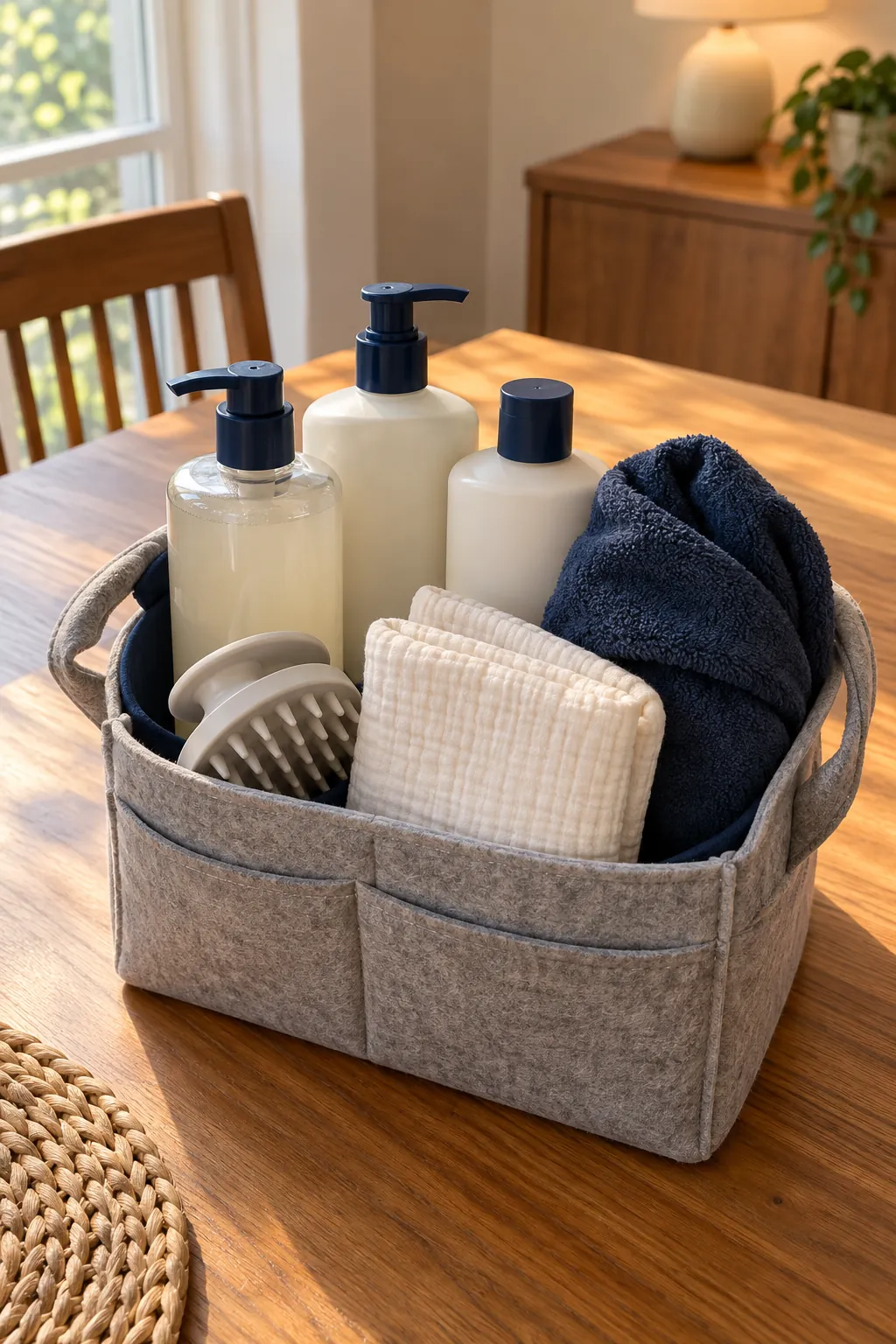 Shower Reset Basket arranged as a useful gift basket