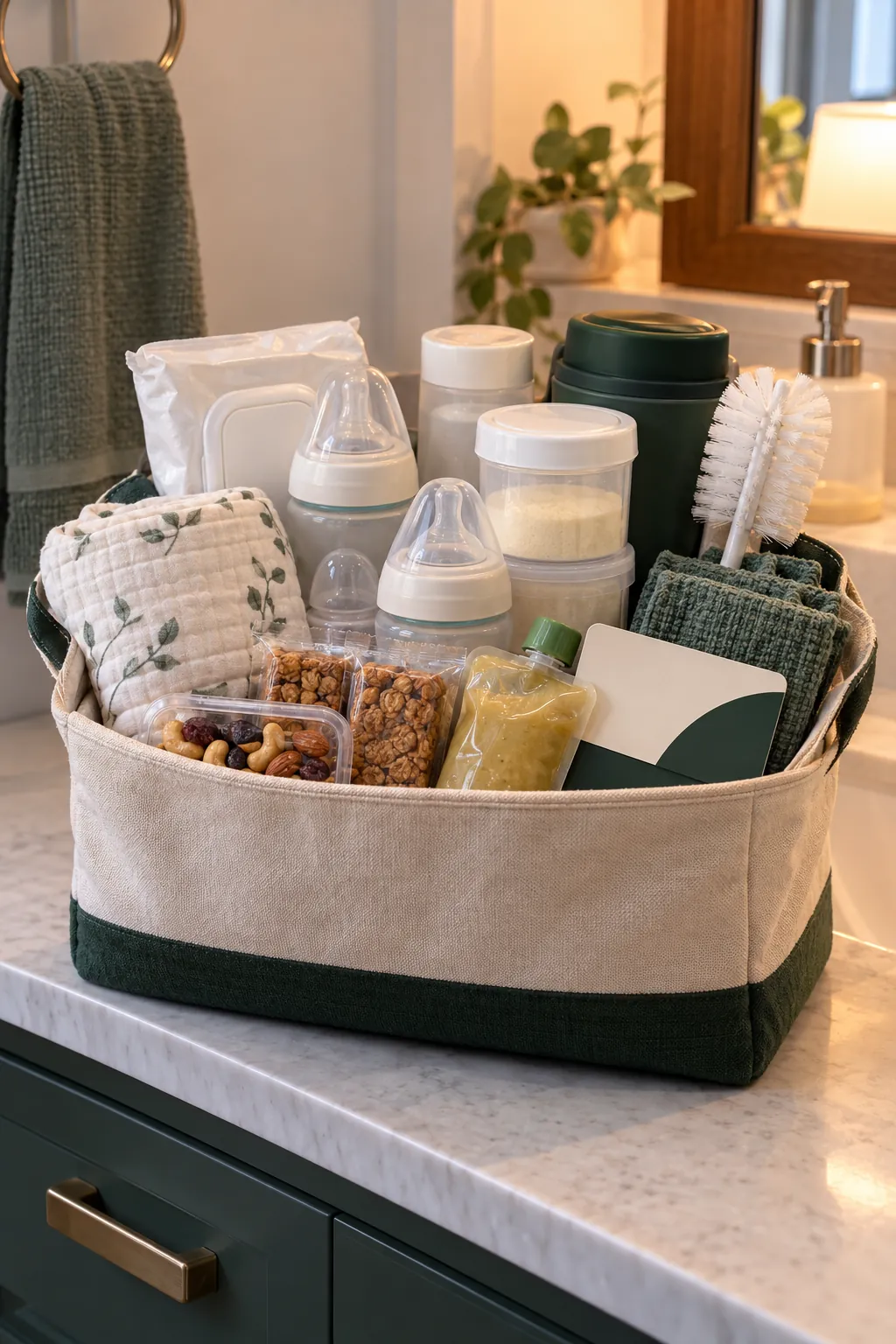 Formula Feeding Support Basket arranged as a useful gift basket