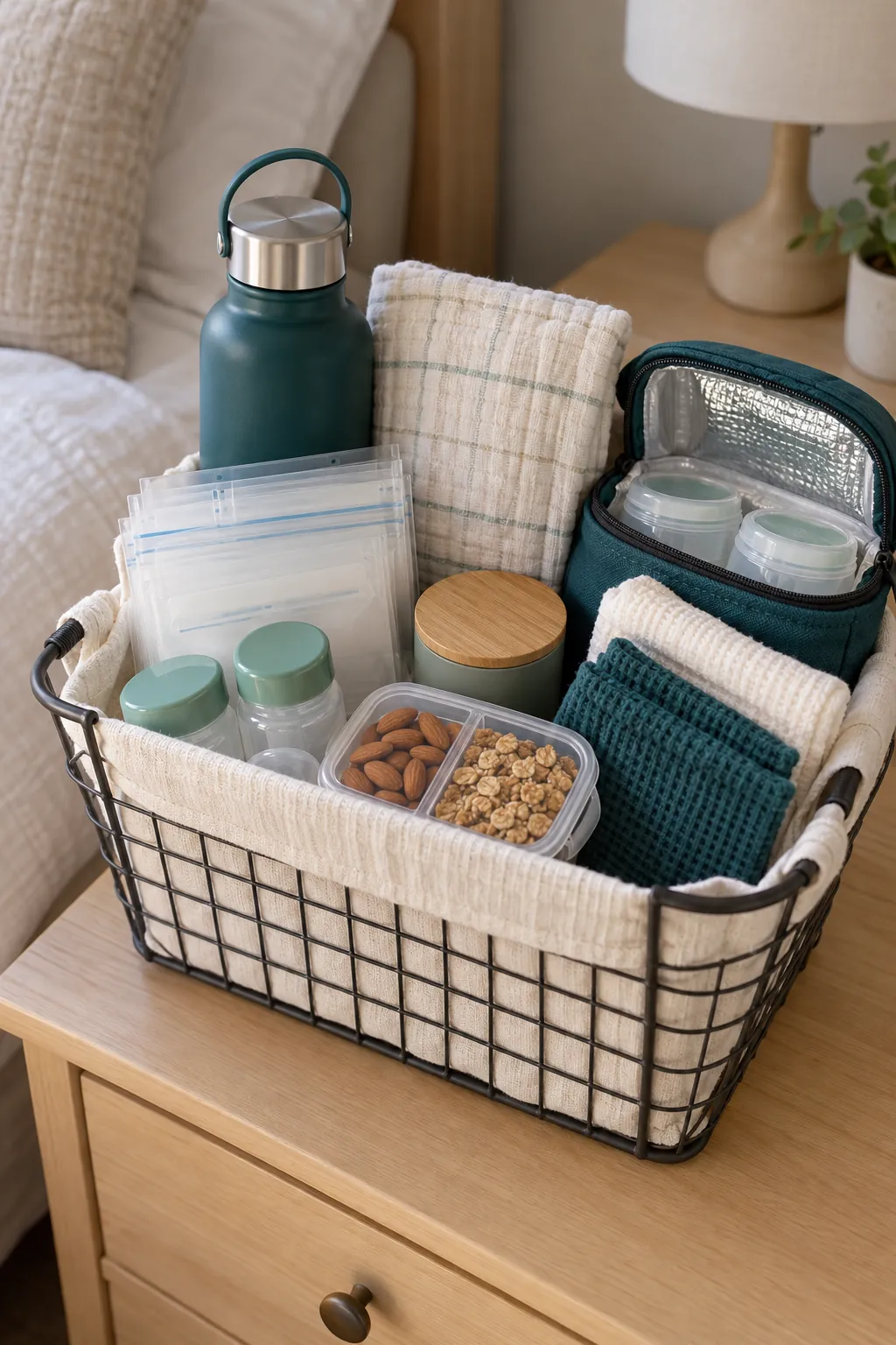 Pumping Day Basket arranged as a useful gift basket