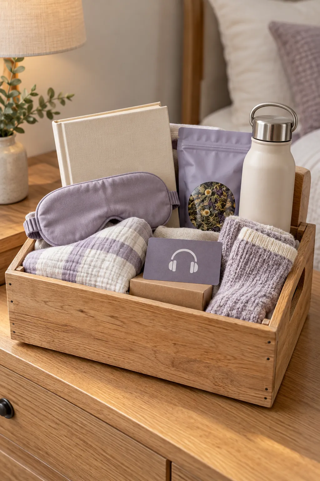 Rest And Reading Basket arranged as a useful gift basket