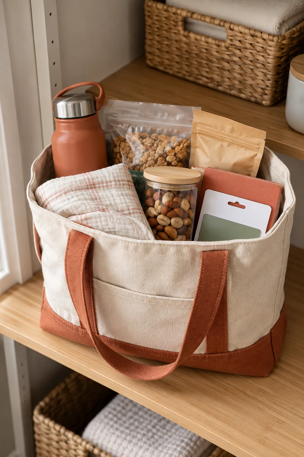 First Time Mom Basket arranged as a useful gift basket