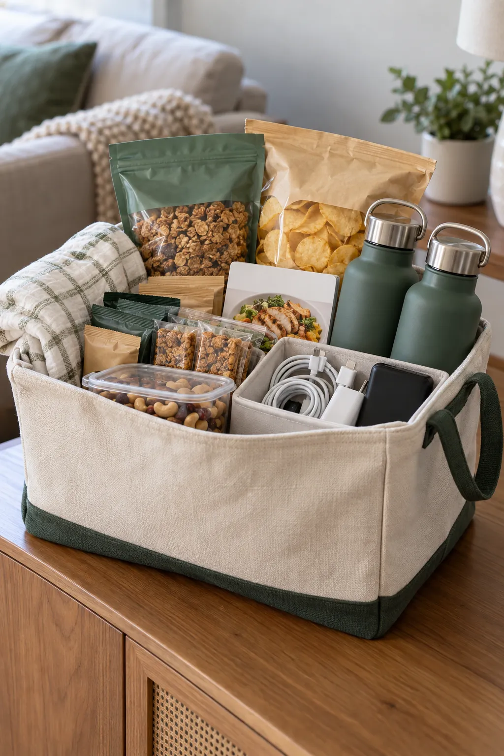 Twin Mom Basket arranged as a useful gift basket