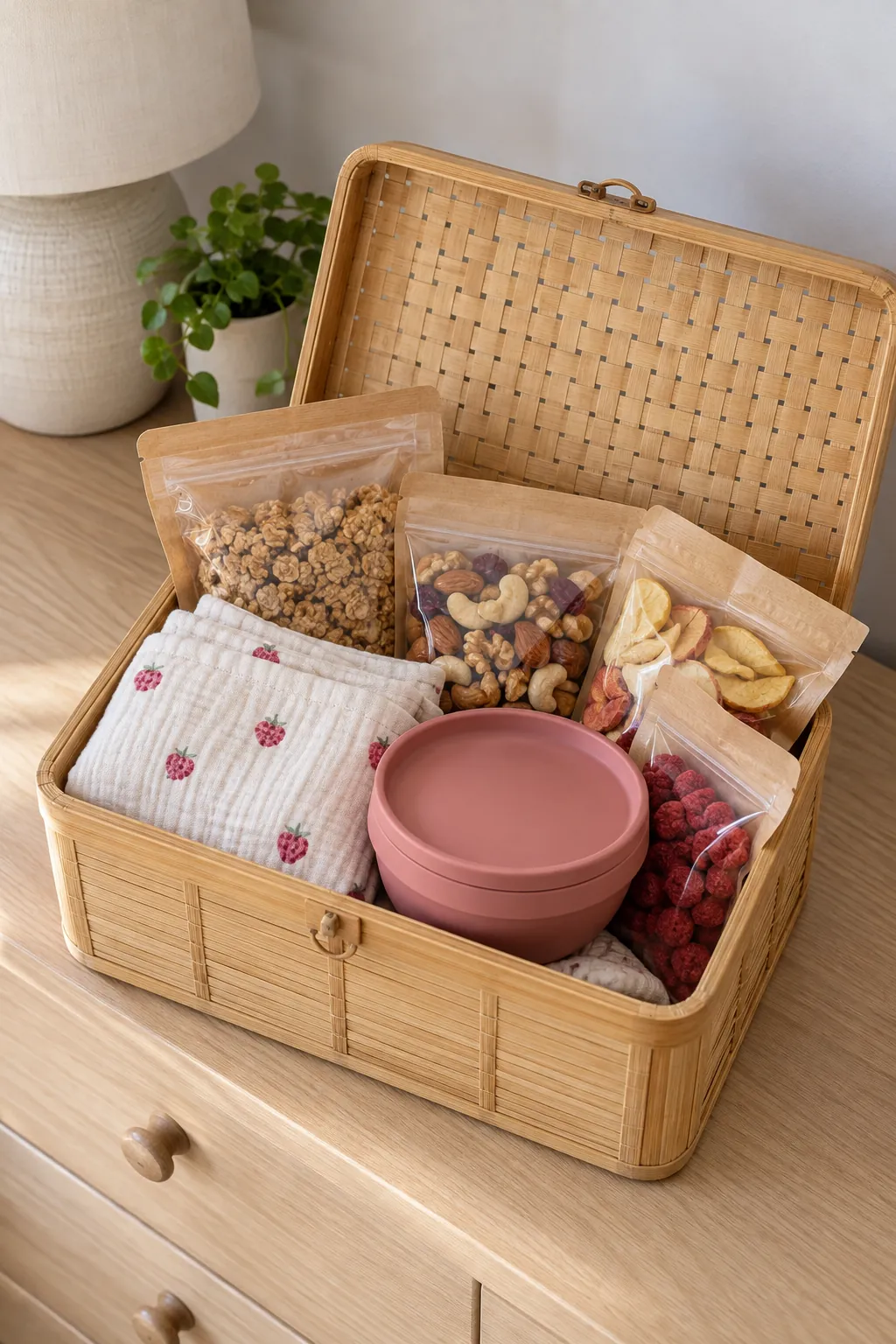 Favorite Snacks Basket arranged as a useful gift basket