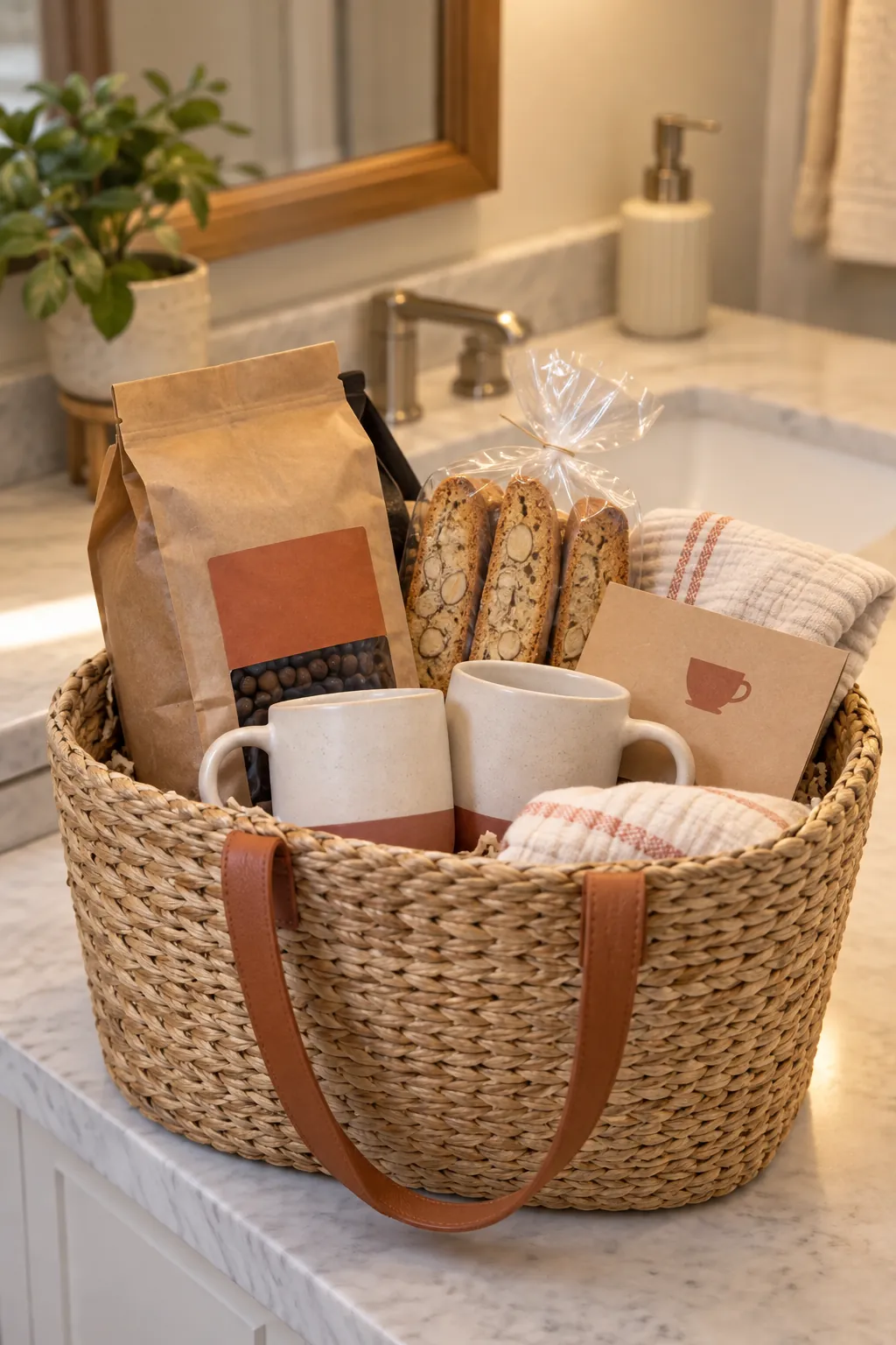 Coffee Date Basket arranged as a useful gift basket